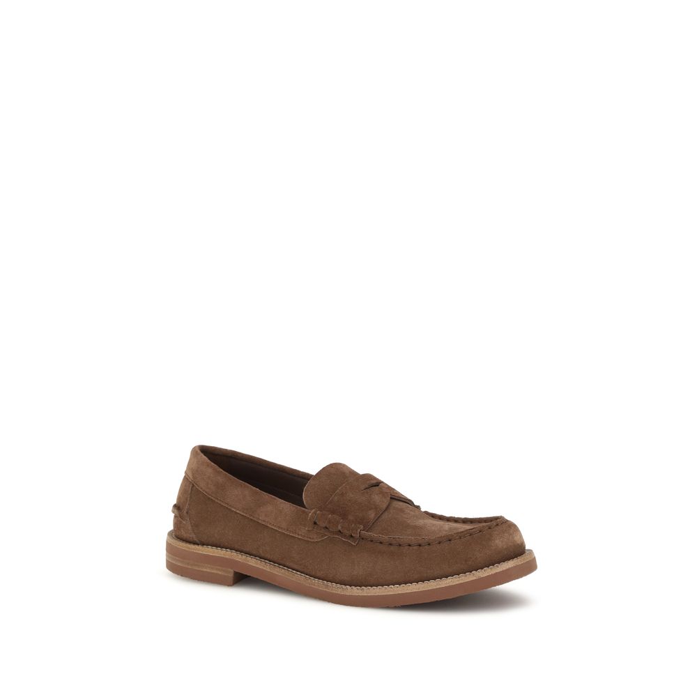 Brown Suede Leather Slip-On Loafers
