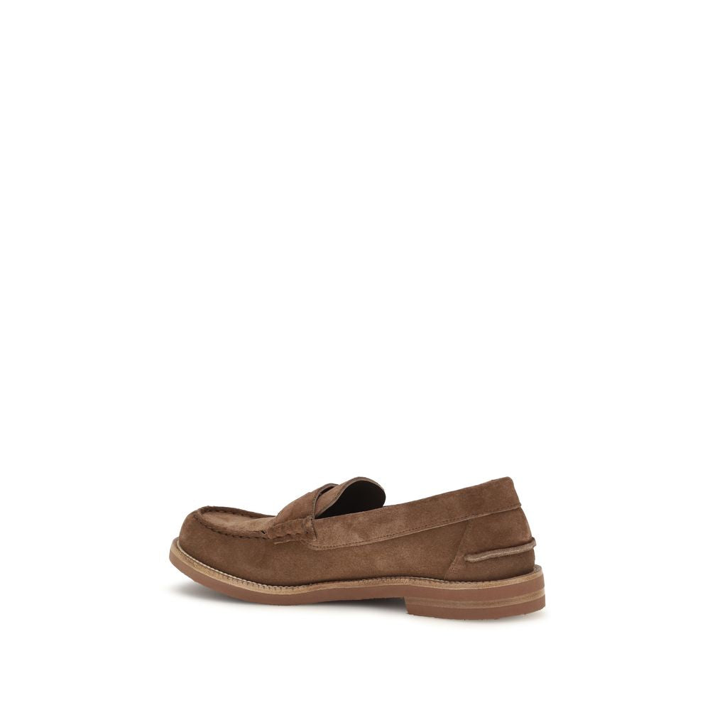 Brown Suede Leather Slip-On Loafers