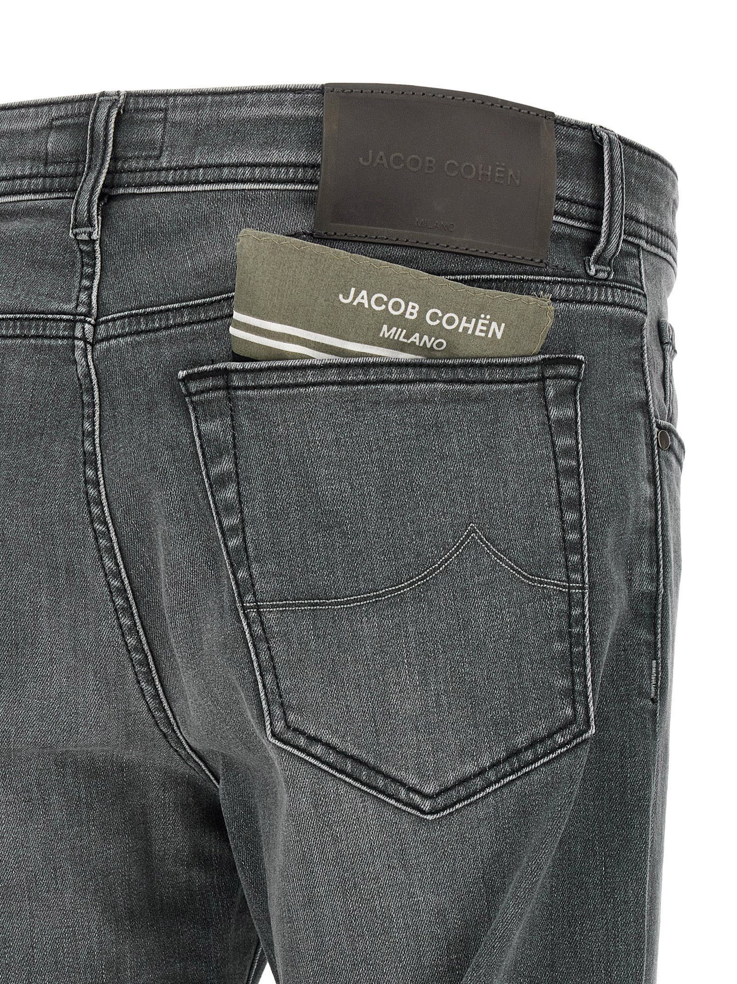 Gray Cotton Slim Fit Jeans