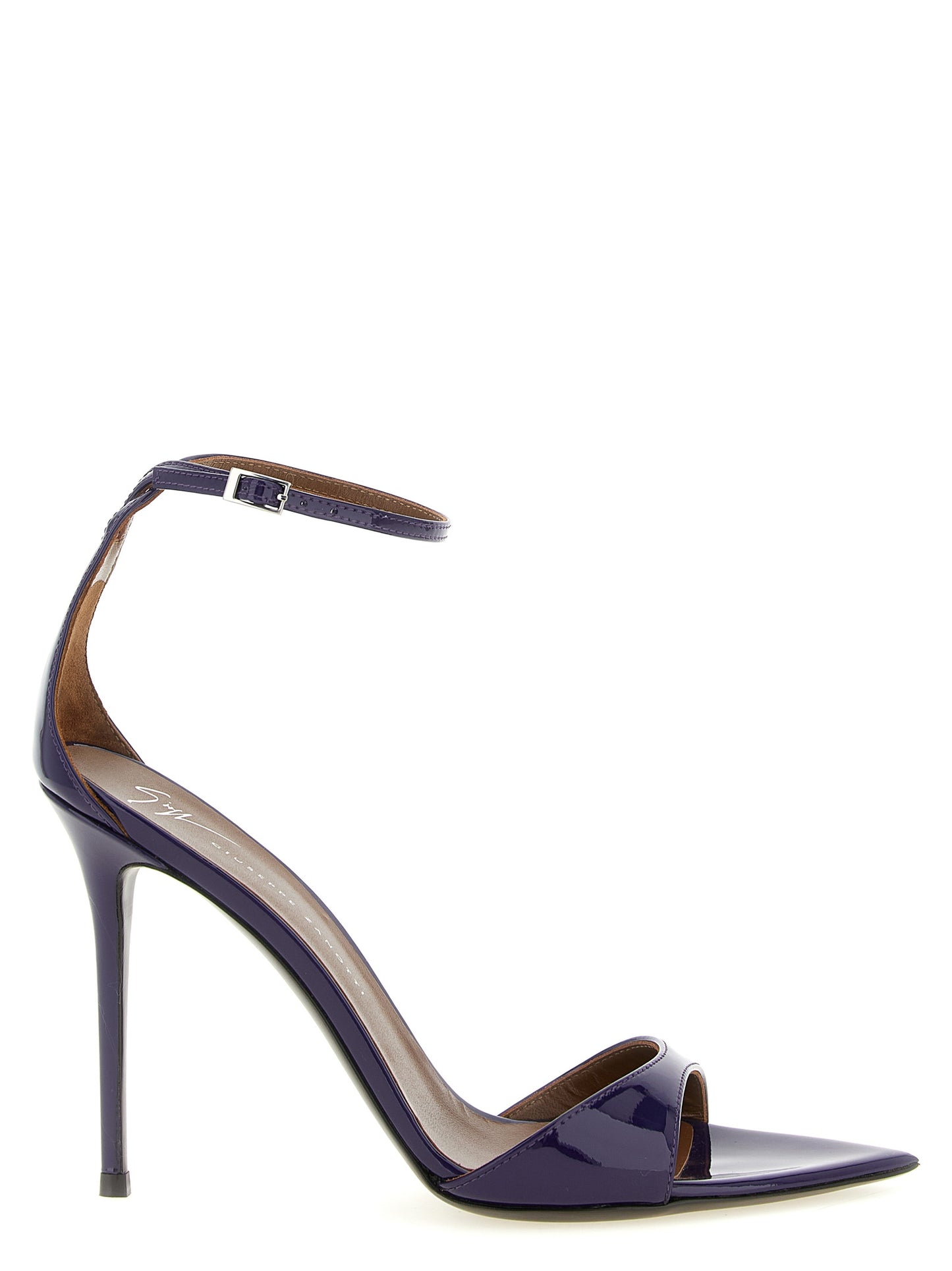 Purple Calfskin Stiletto Heel Sandals