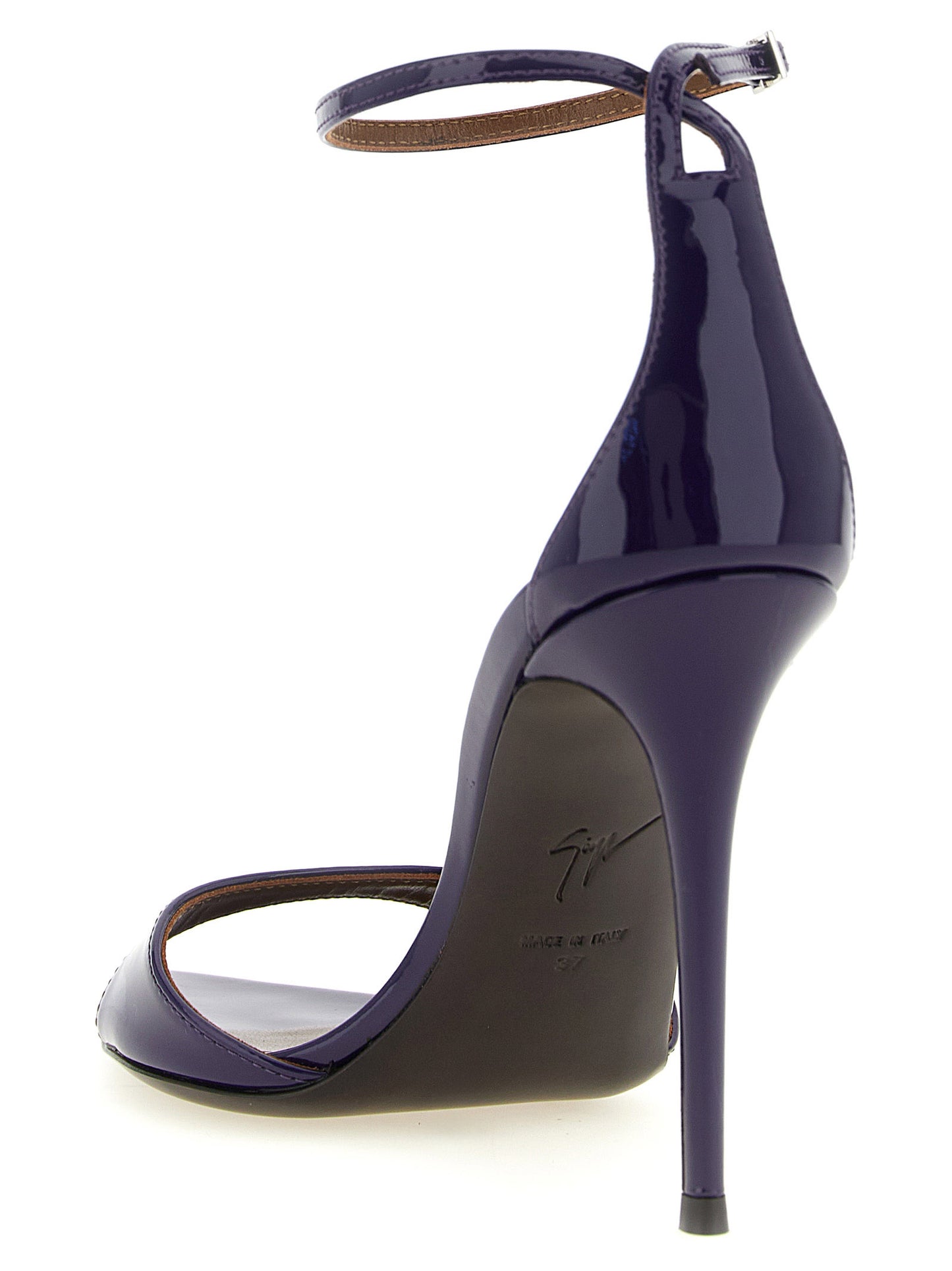 Purple Calfskin Stiletto Heel Sandals
