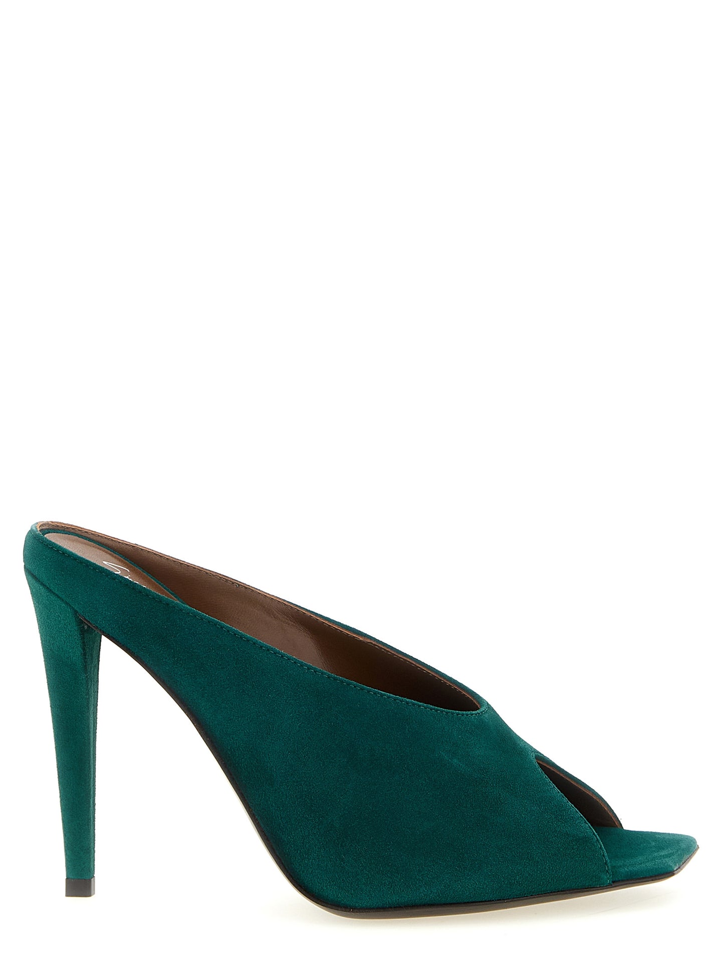 Bicolor Suede Leather Stiletto Heel Sandals