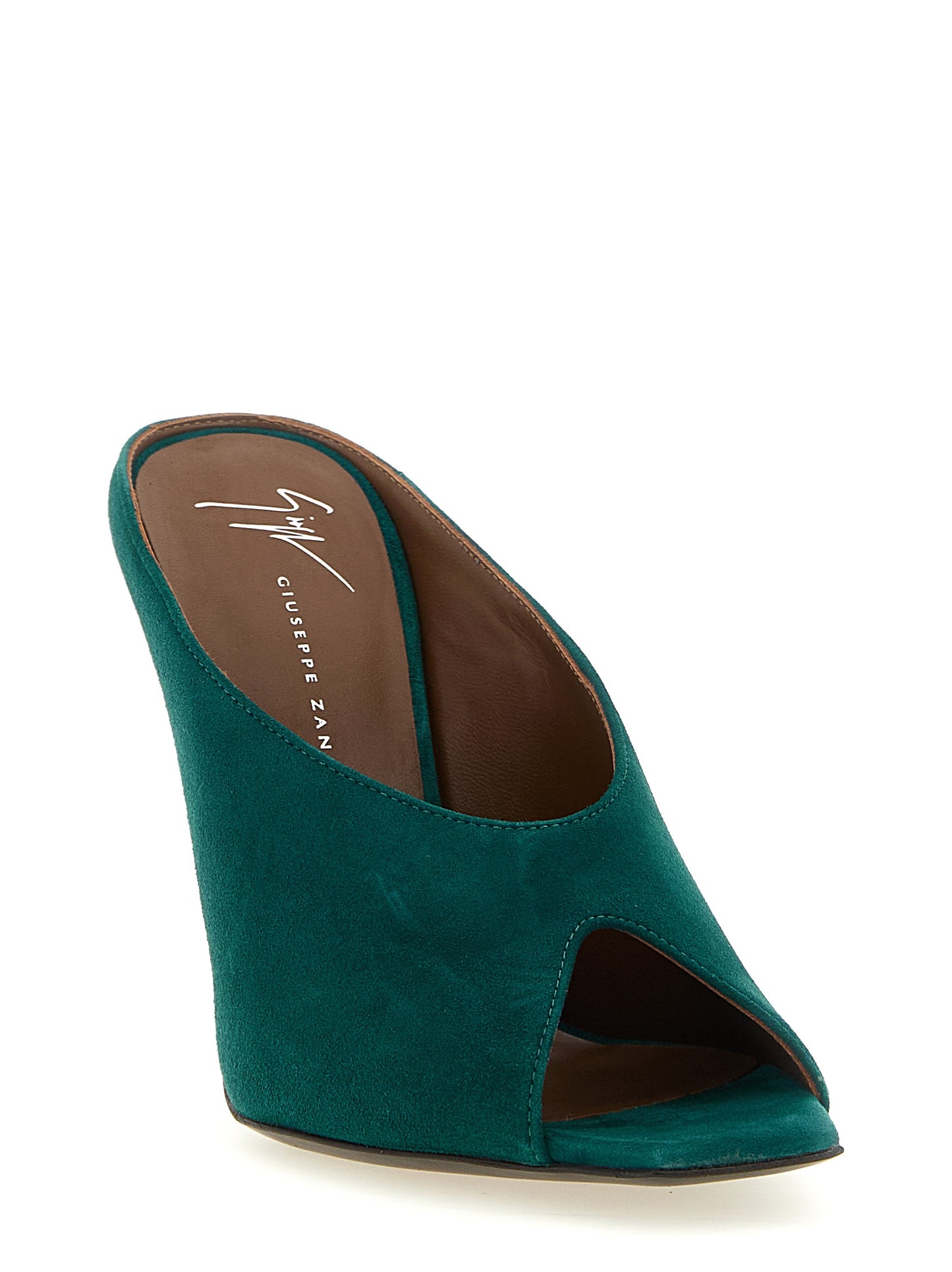 Bicolor Suede Leather Stiletto Heel Sandals