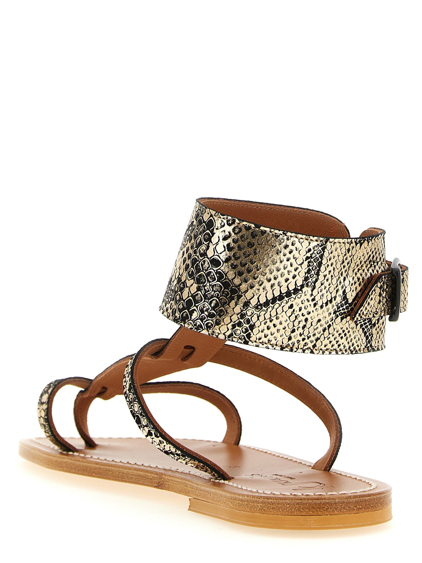 Gray Goatskin Flat Sandals