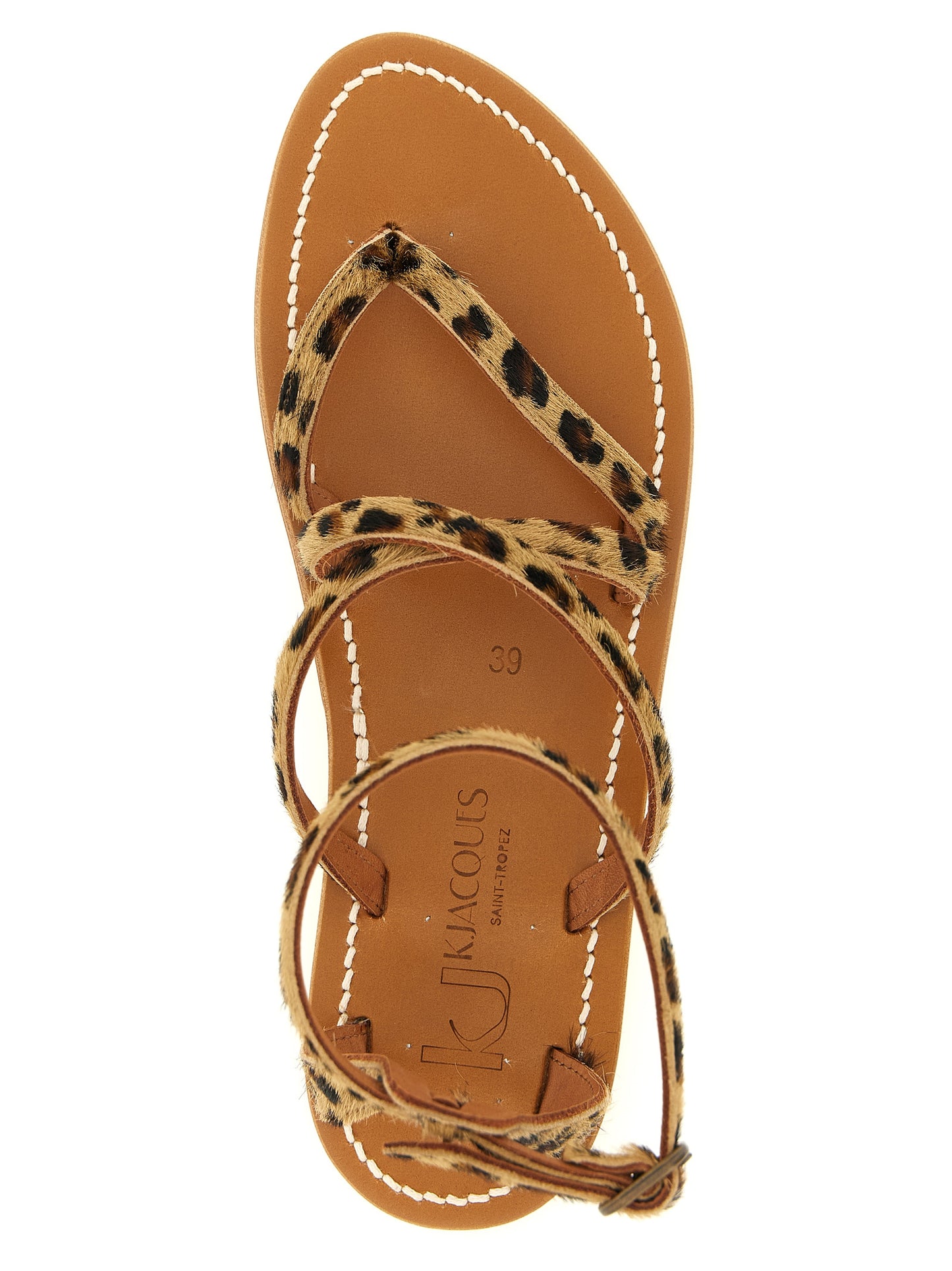 Brown Cowhide Flat Sandals
