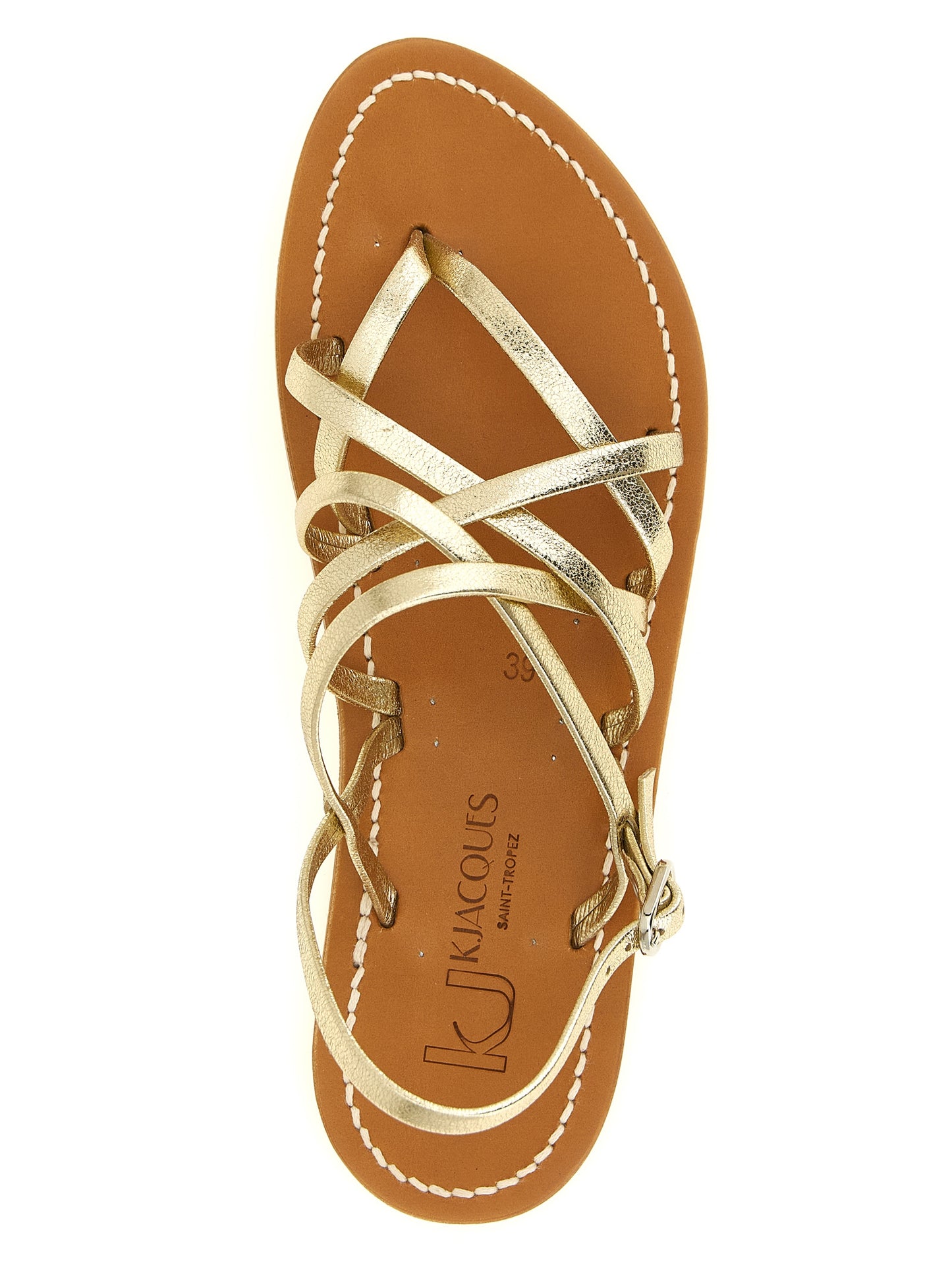 Gold Calfskin Flat Sandals