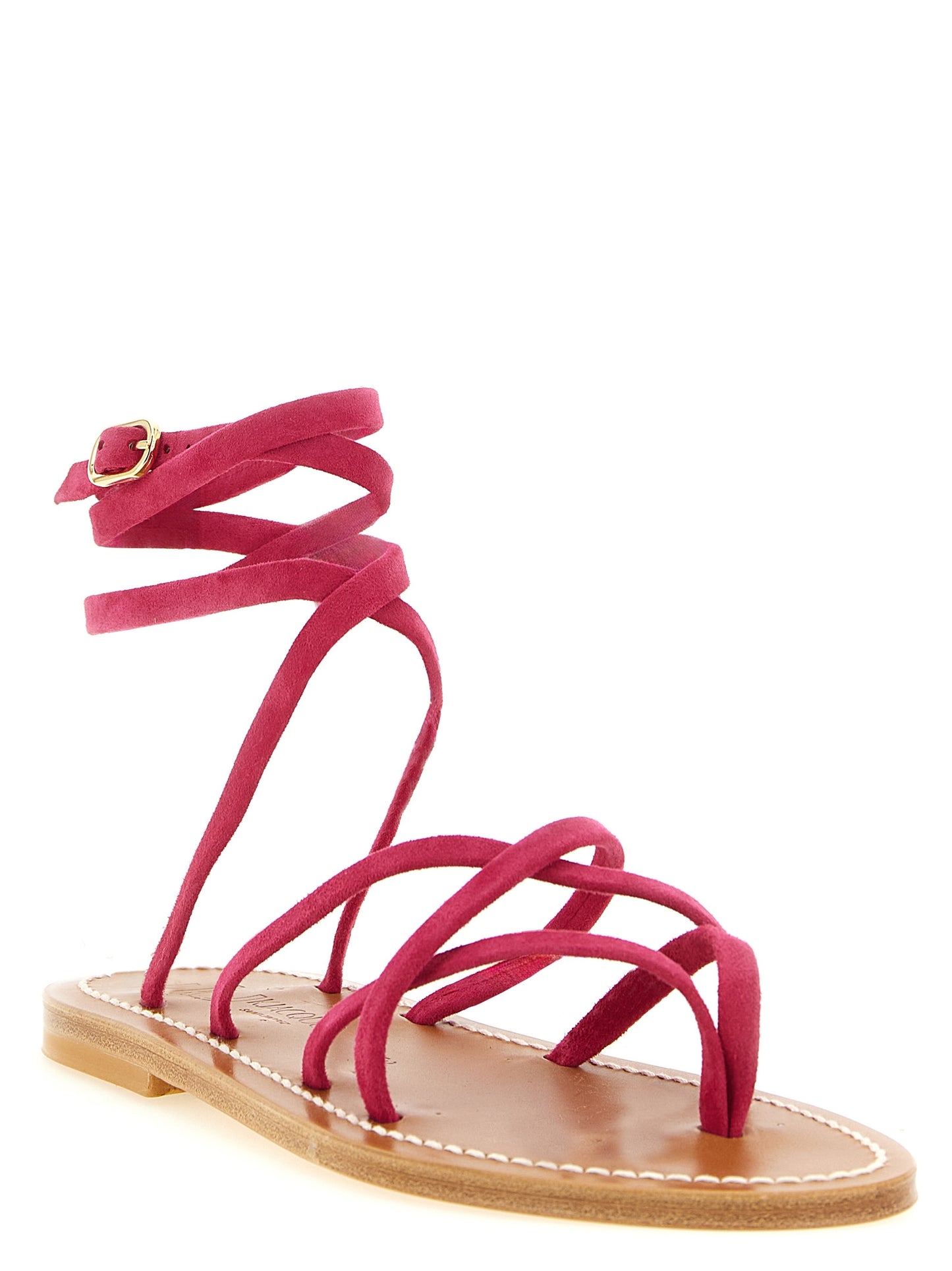 Fuchsia Calfskin Flat Sandals