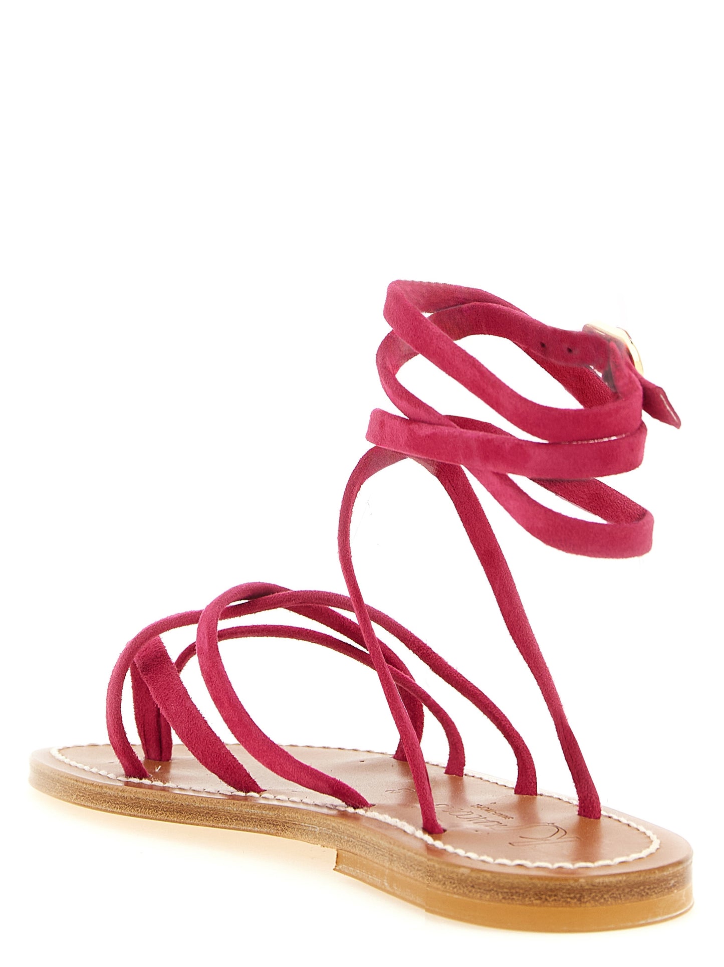 Fuchsia Calfskin Flat Sandals