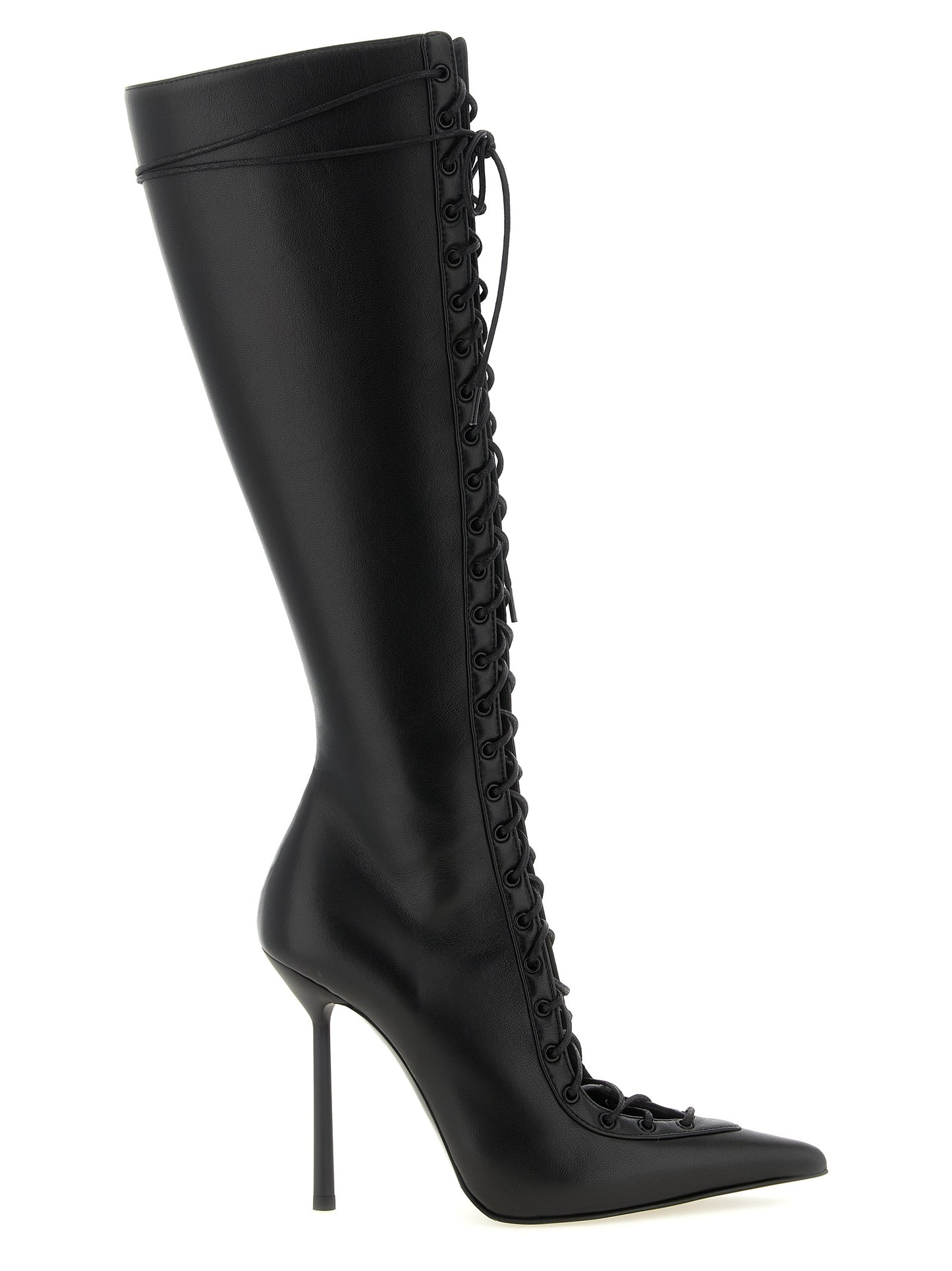 Black Lamb Leather Over The Knee