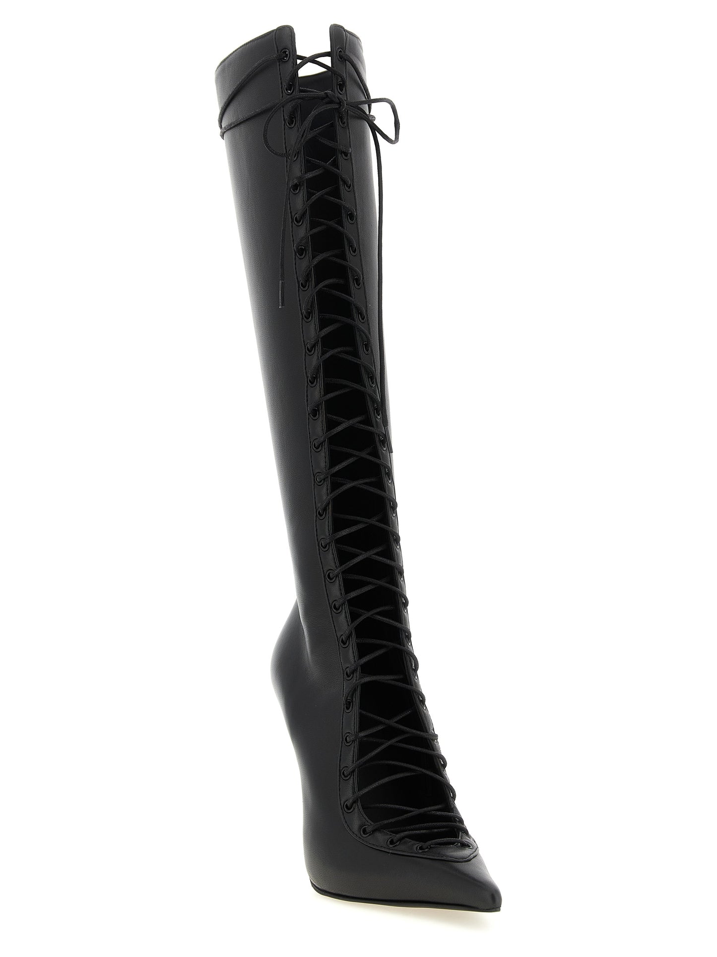 Black Lamb Leather Over The Knee