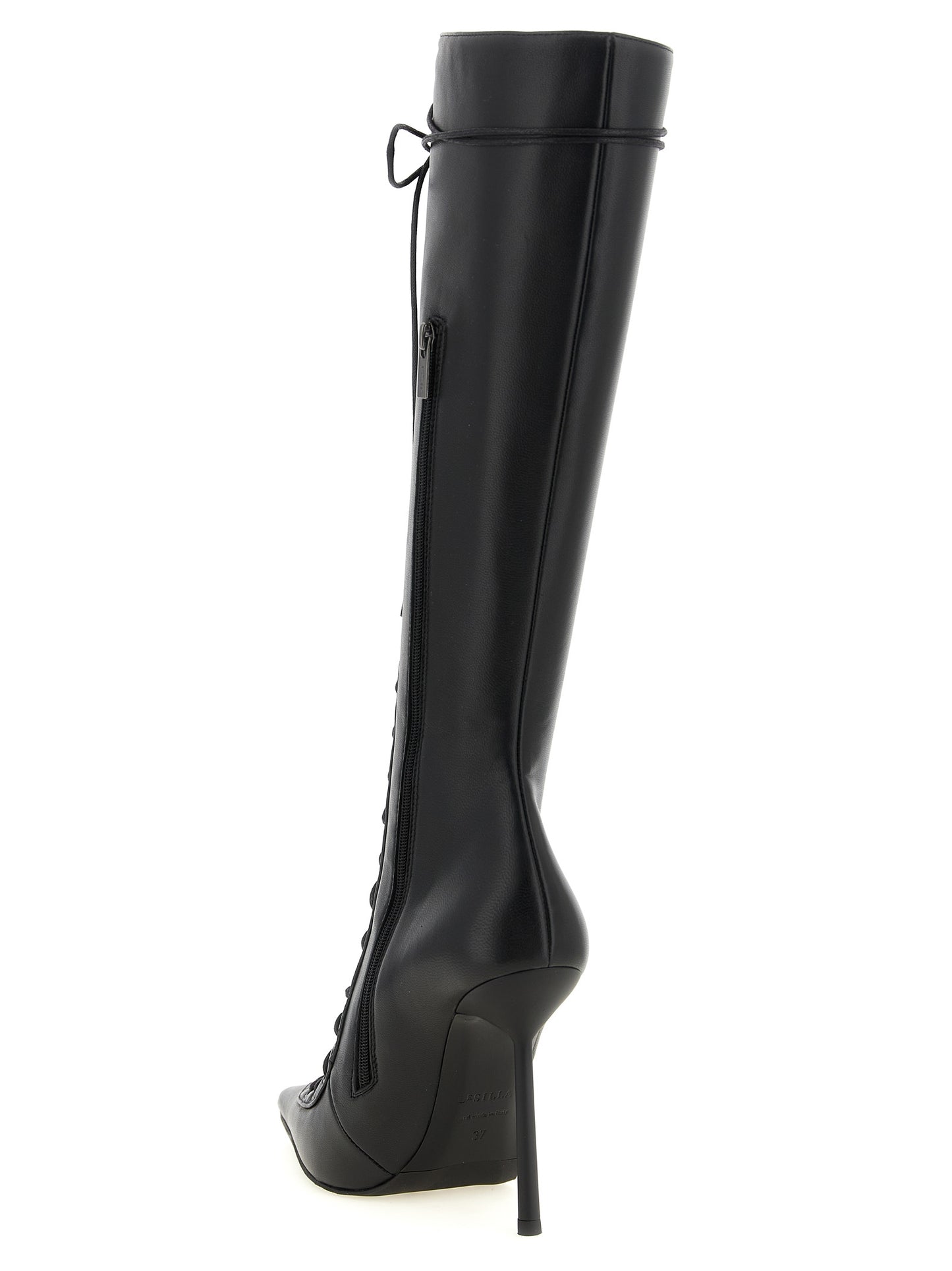 Black Lamb Leather Over The Knee