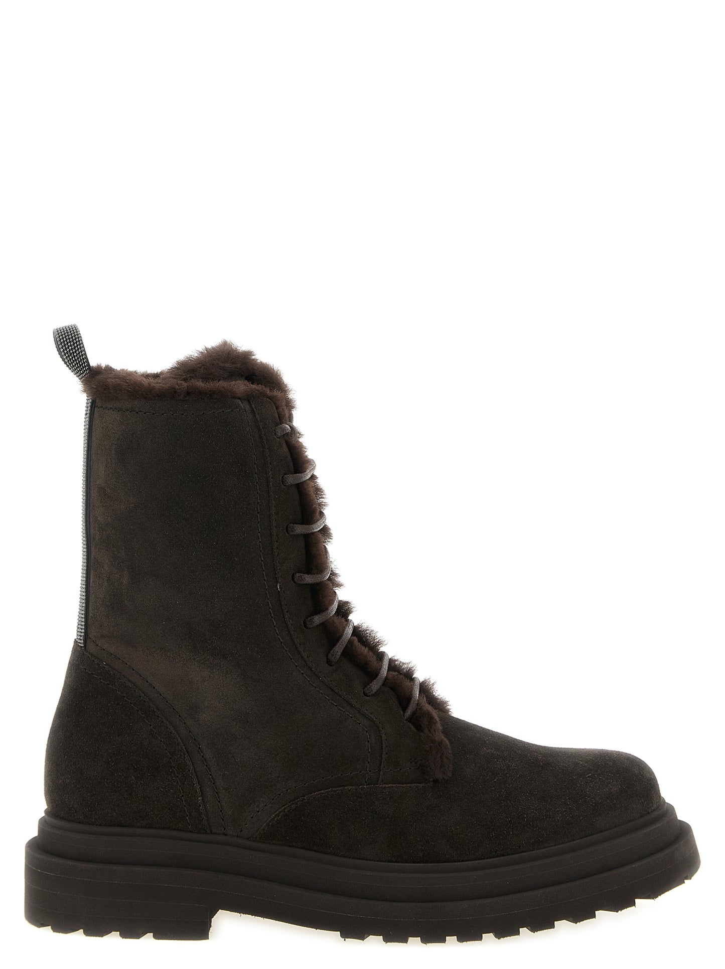 Brown Calfskin Lace-Up Boots