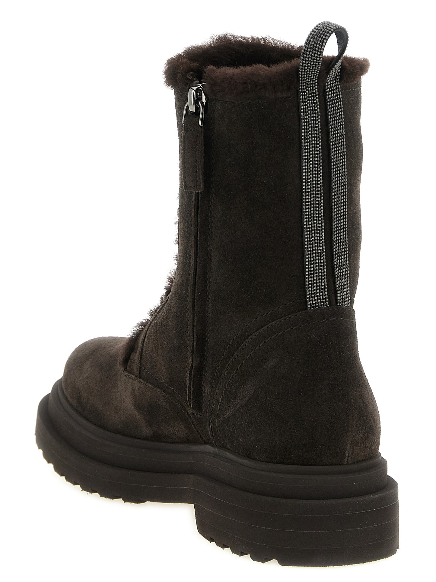 Brown Calfskin Lace-Up Boots