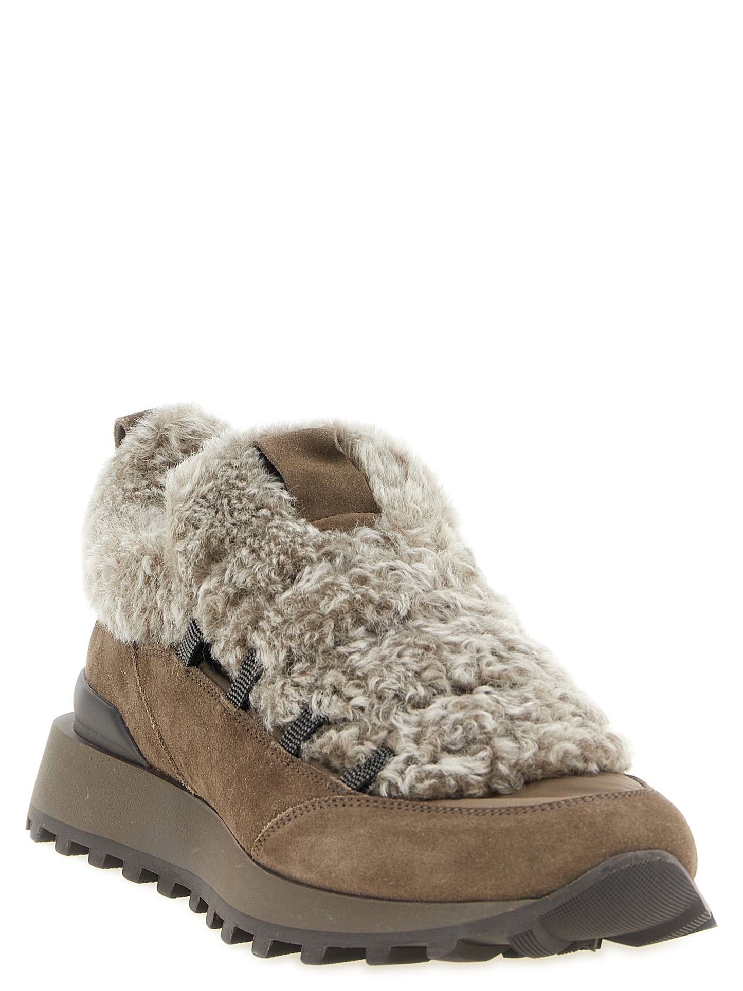 Brown Calfskin Chunky Sneakers