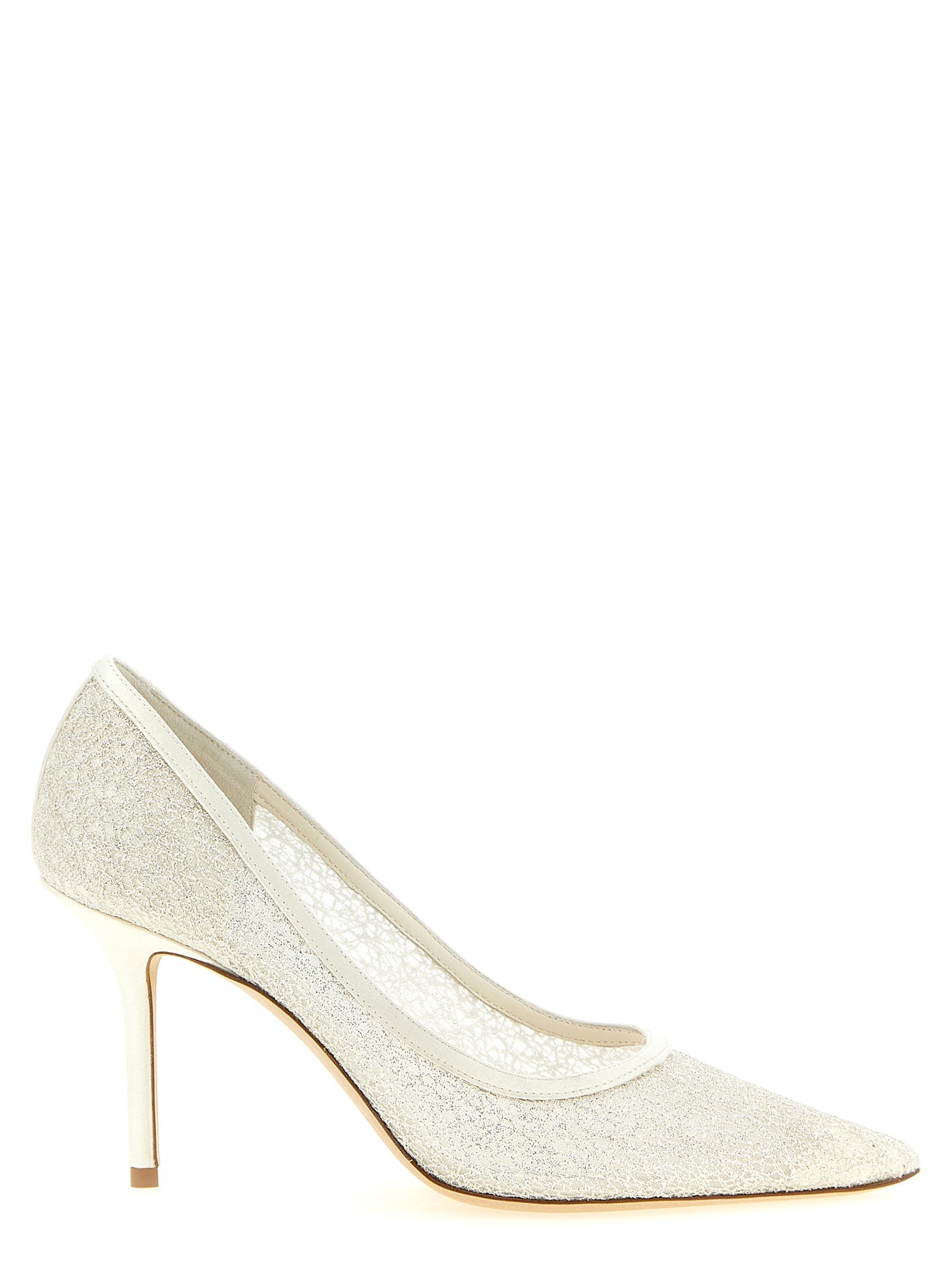 White Tencel High Heel Pumps