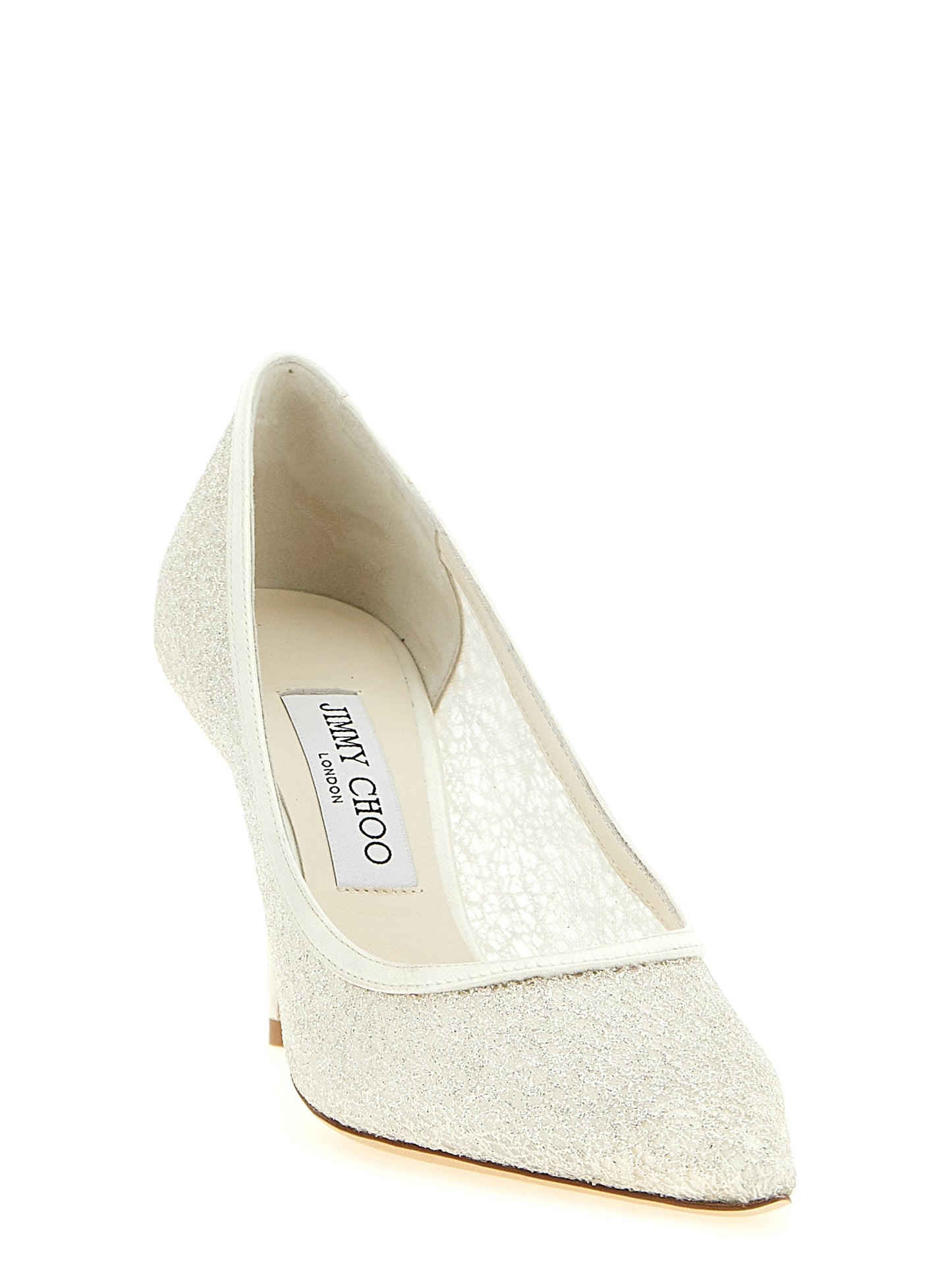 White Tencel High Heel Pumps