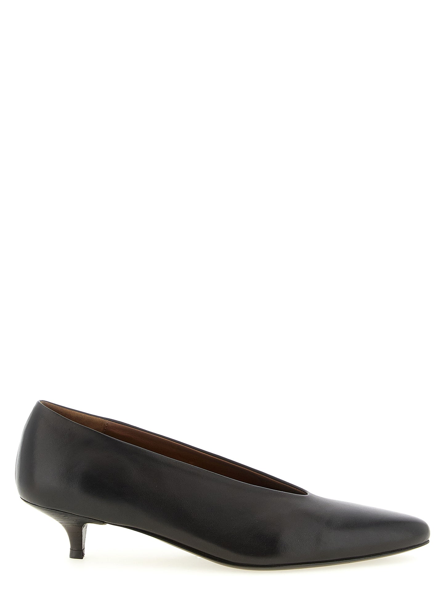 Brown Calfskin Mid Heel Pumps