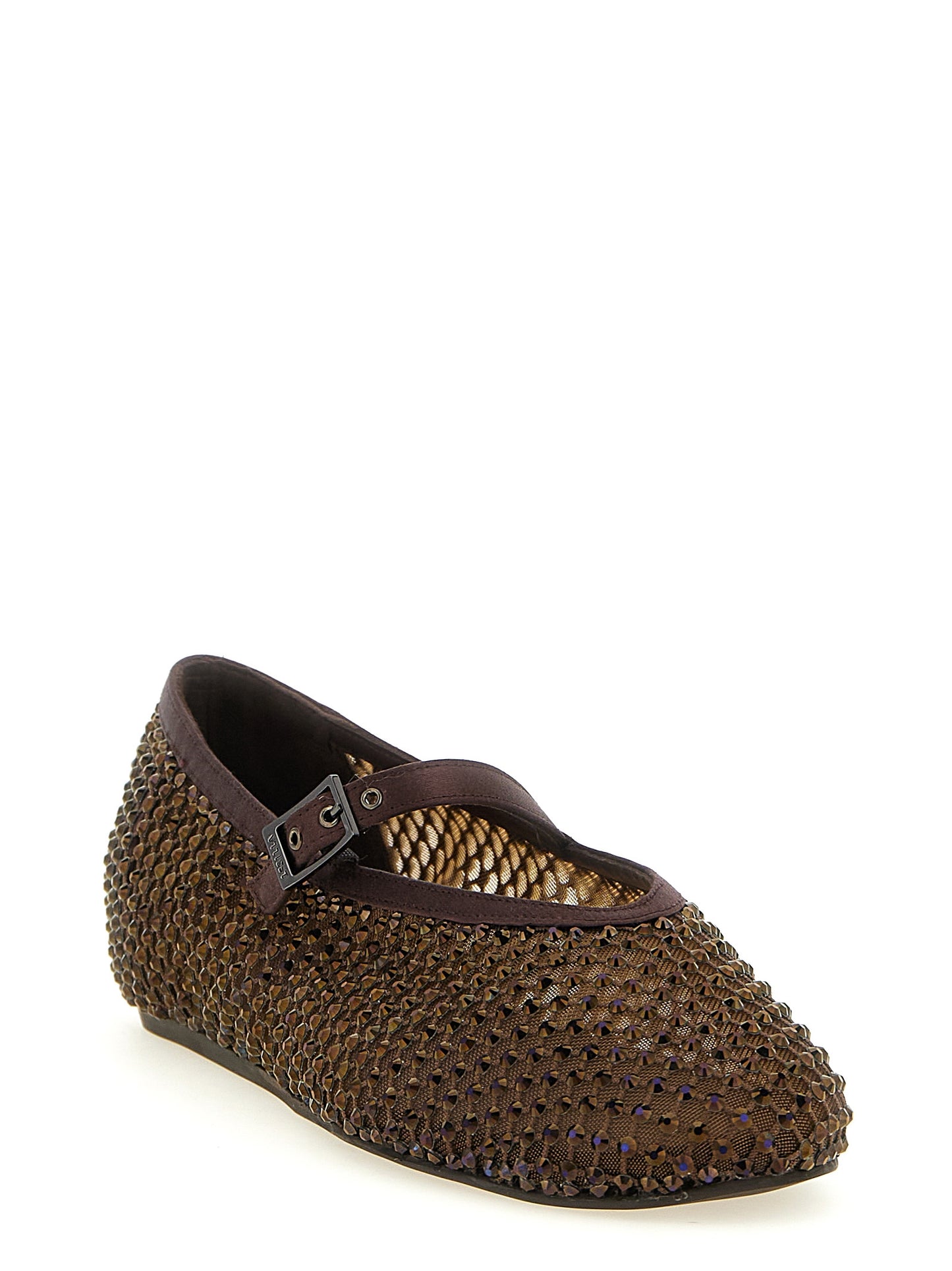 Brown Polyamide Ballet Flats