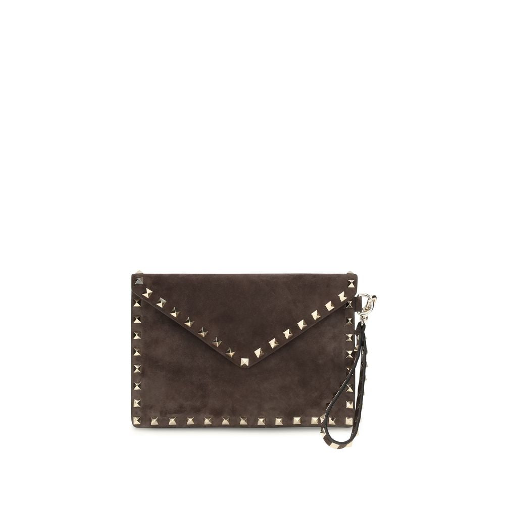 Brown Suede Leather Clutch Bag