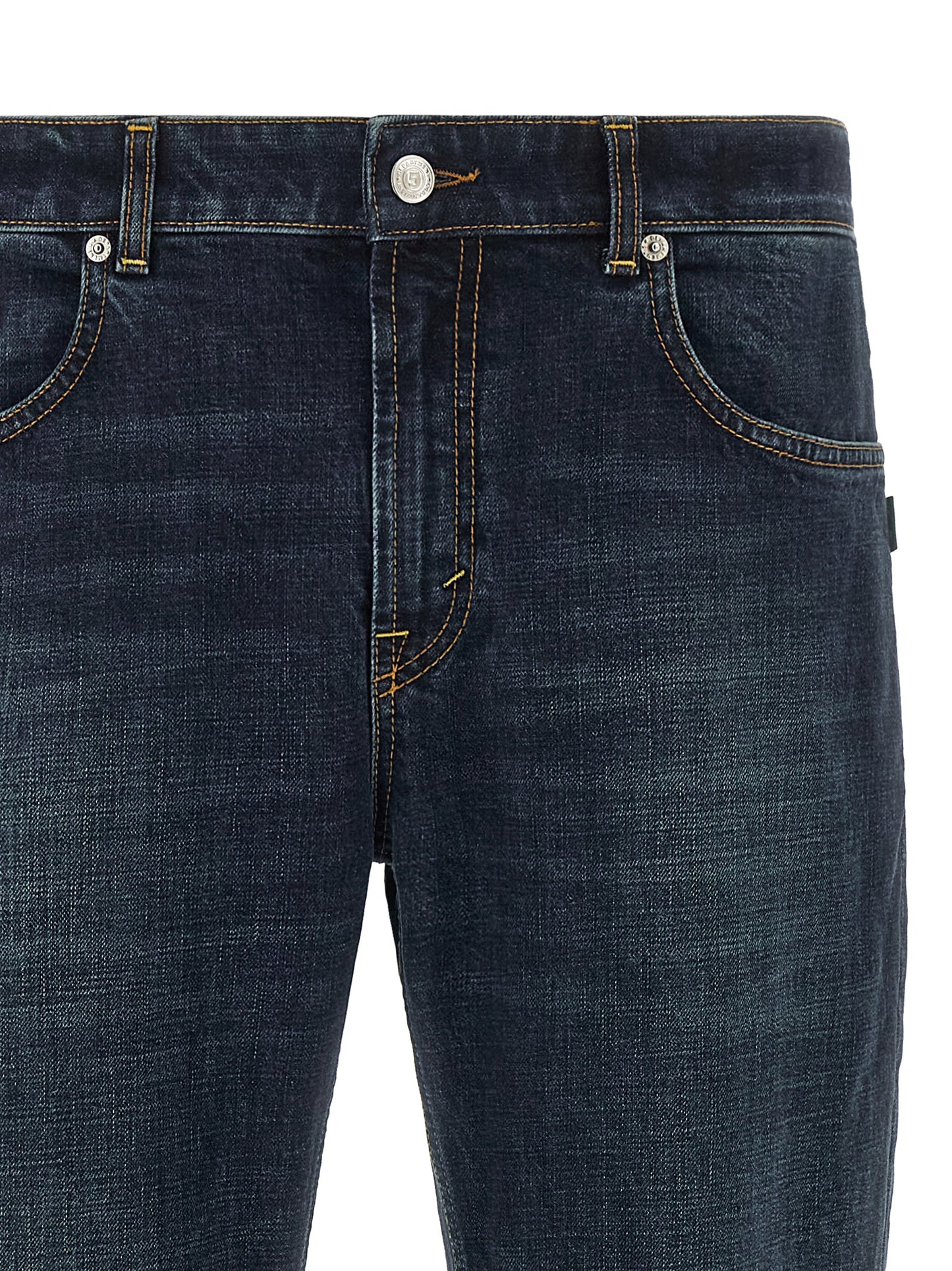 Blue Cotton Cropped Jeans