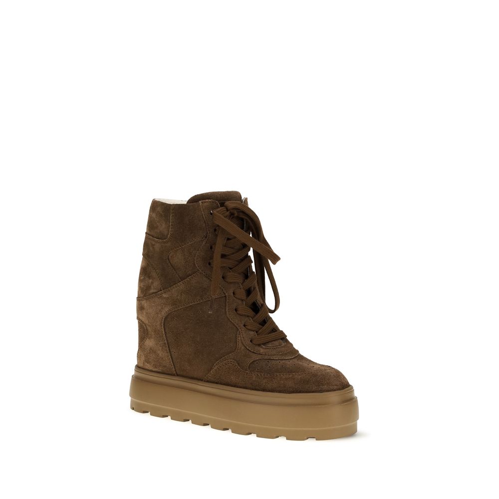 Brown Rubber Platform Sneakers
