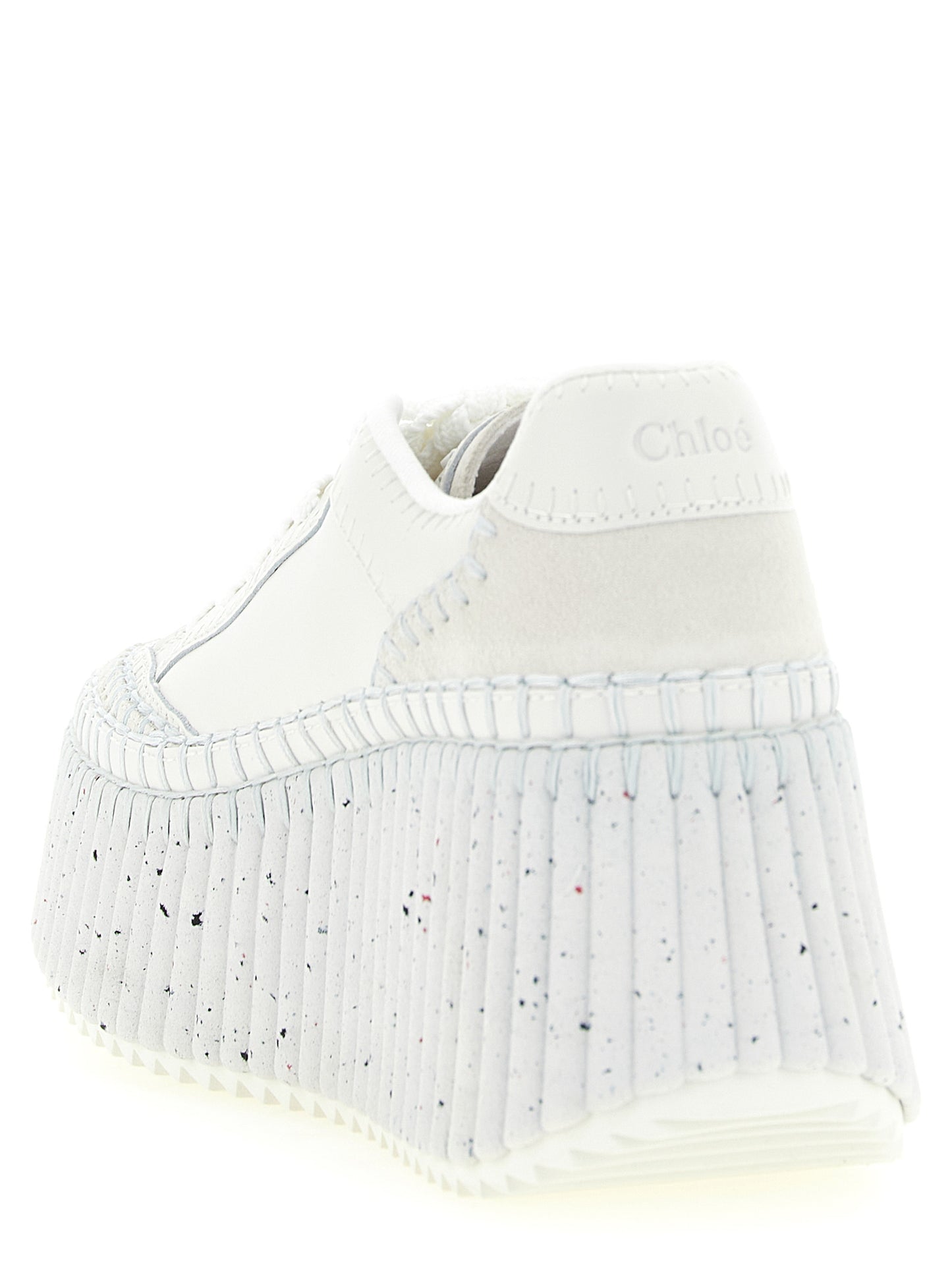 White Polyester Wedge Sandals