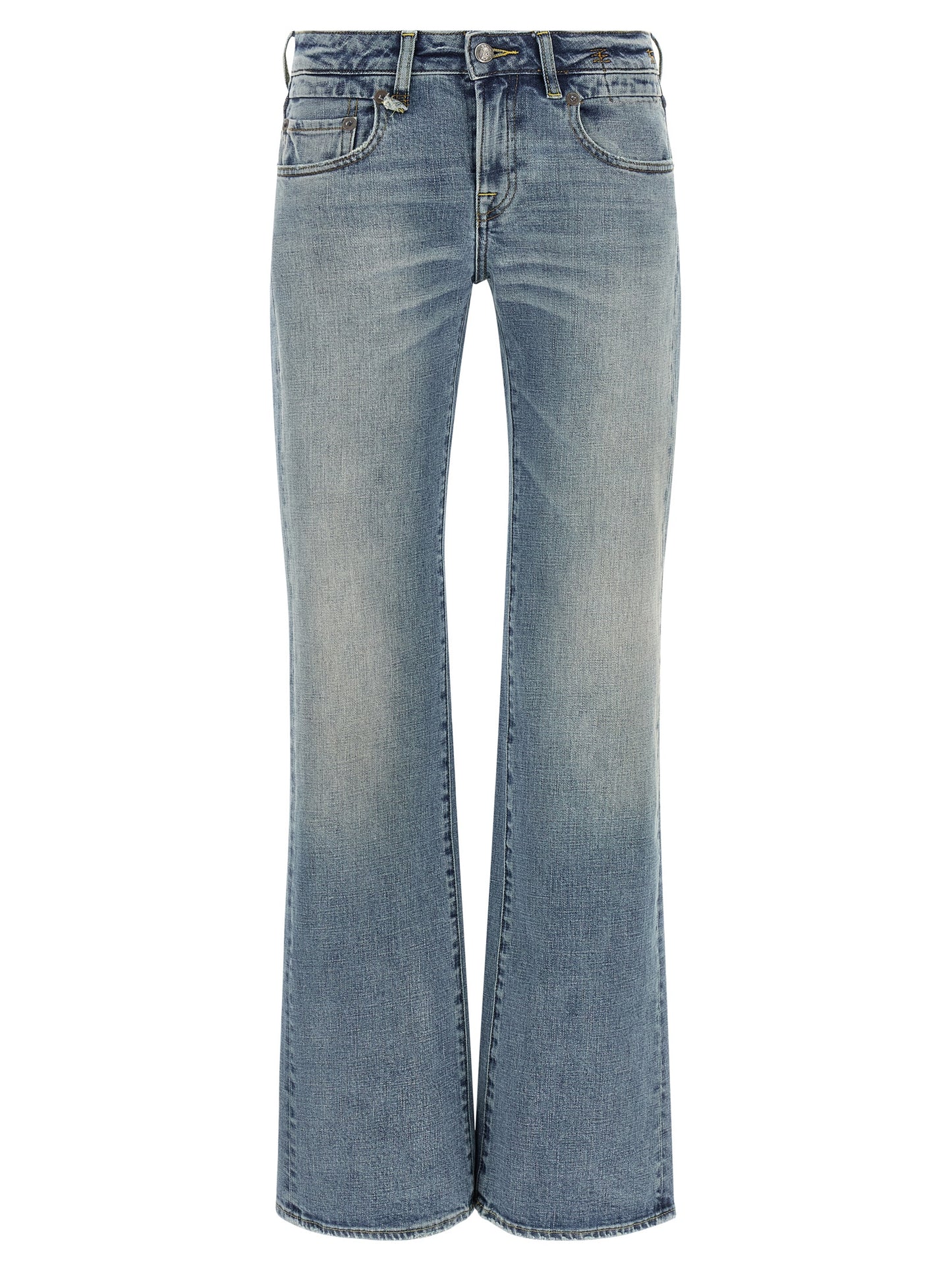 Blue Cotton Flared Jeans