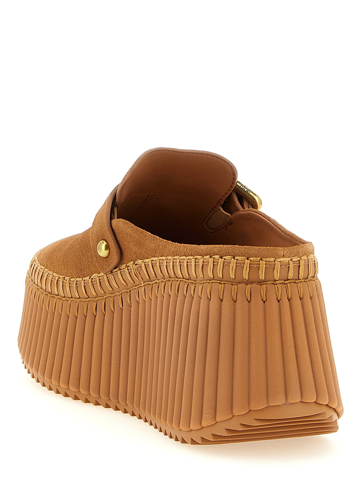 Beige Calfskin Wedge Sandals
