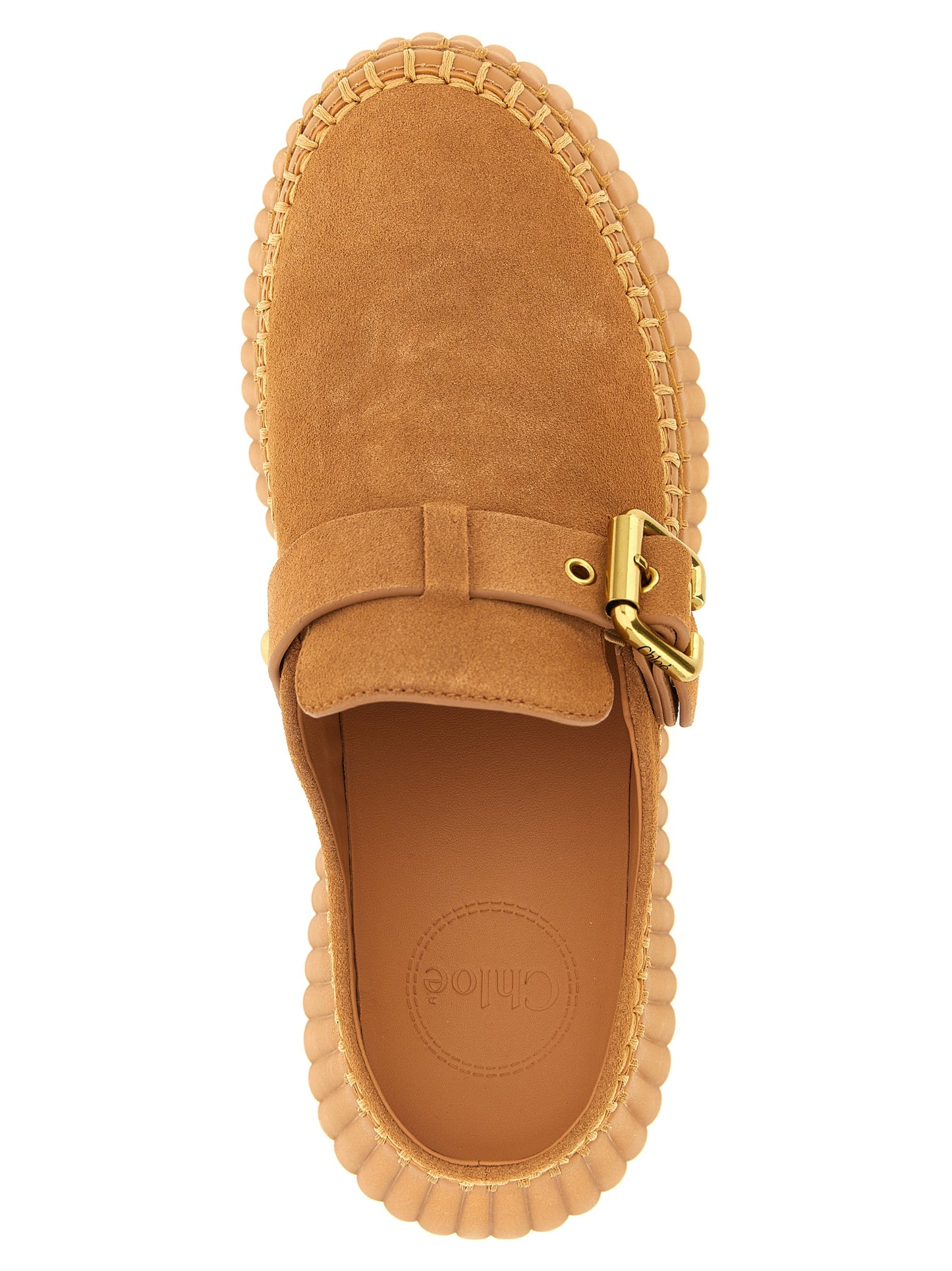 Beige Calfskin Wedge Sandals