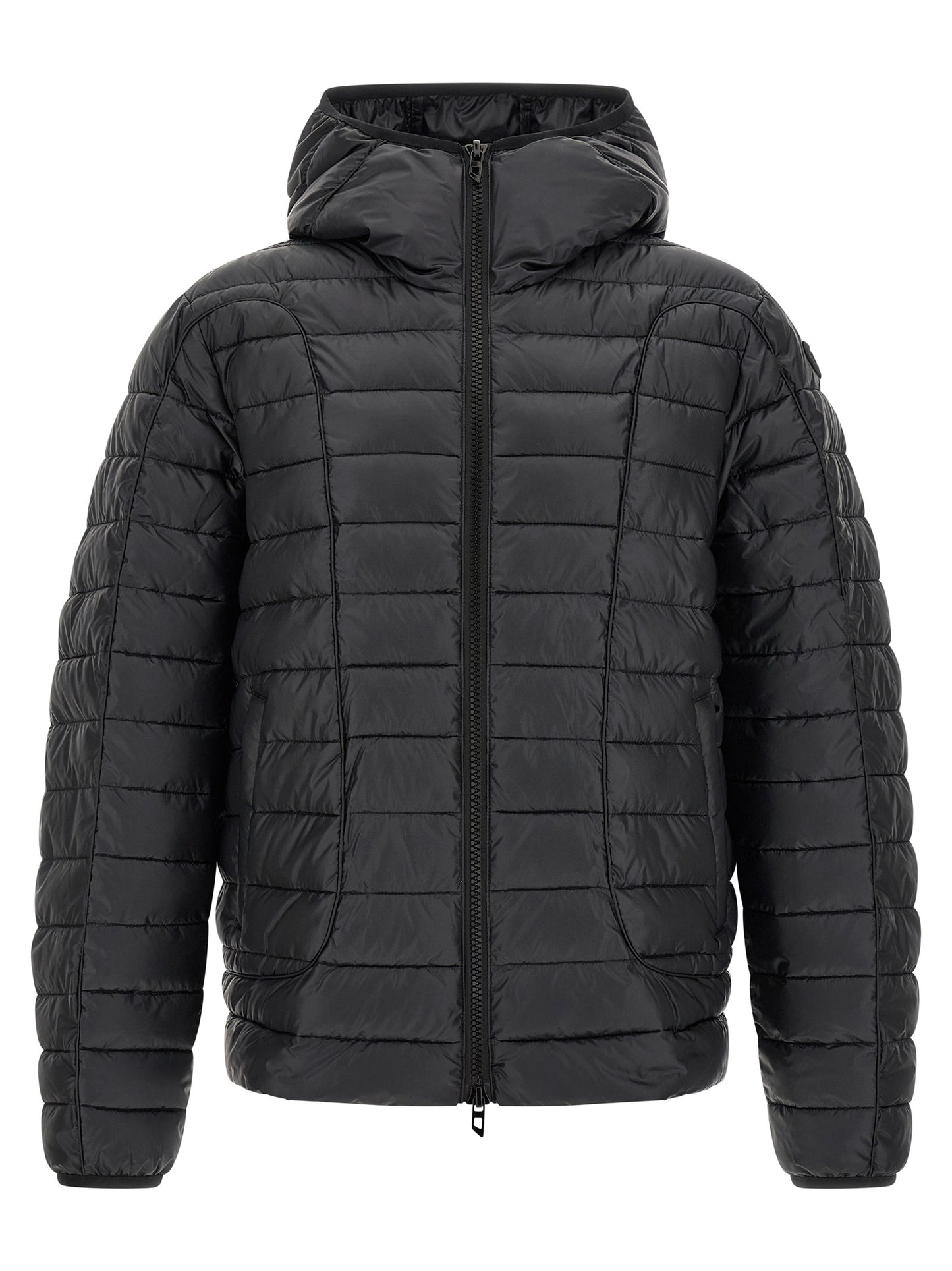 Black Polyester Full-Length Jacket