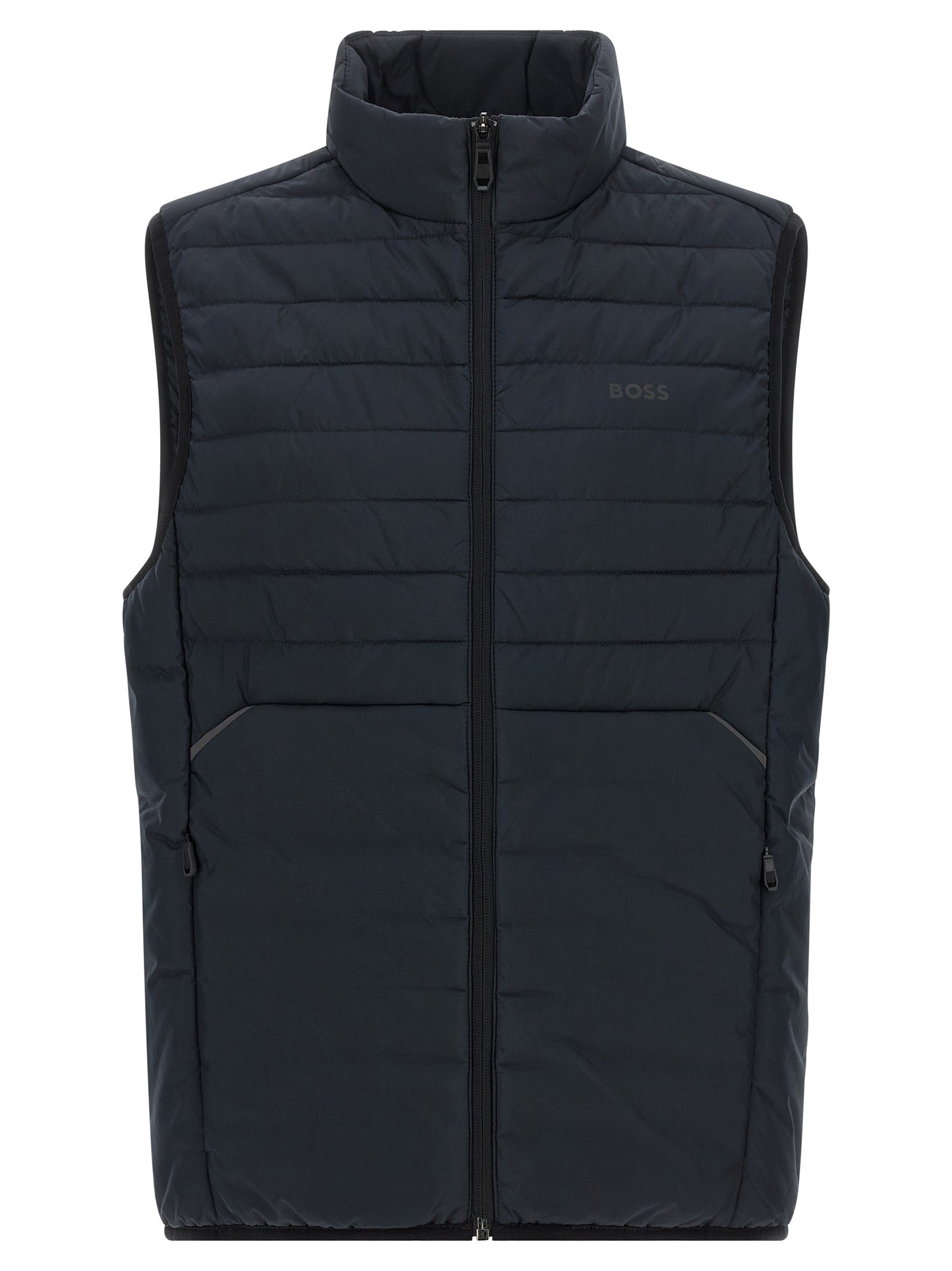 Blue Polyester Sleeveless Jacket