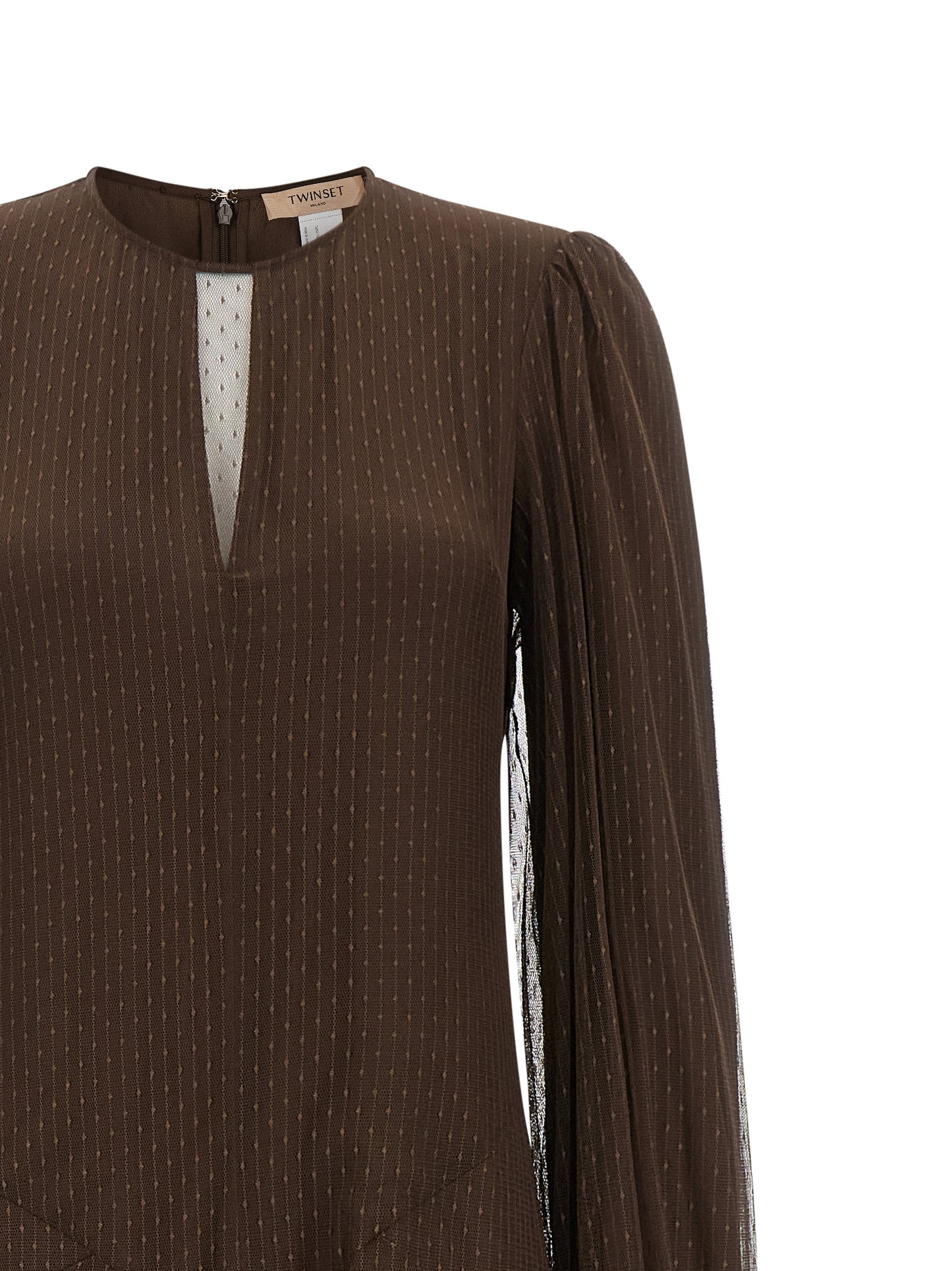 Brown Polyester Long Dress