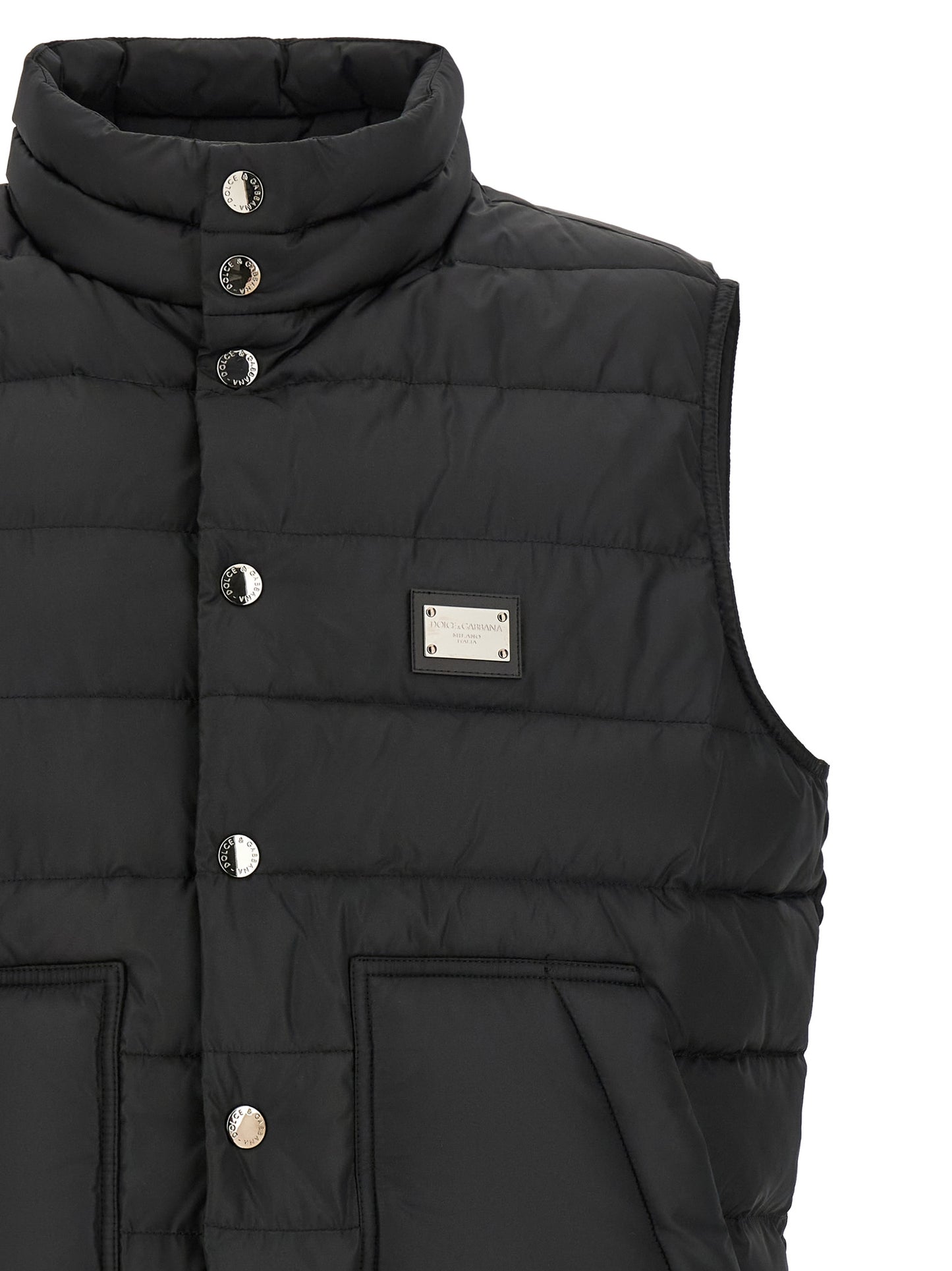 Black Polyester Sleeveless Jacket