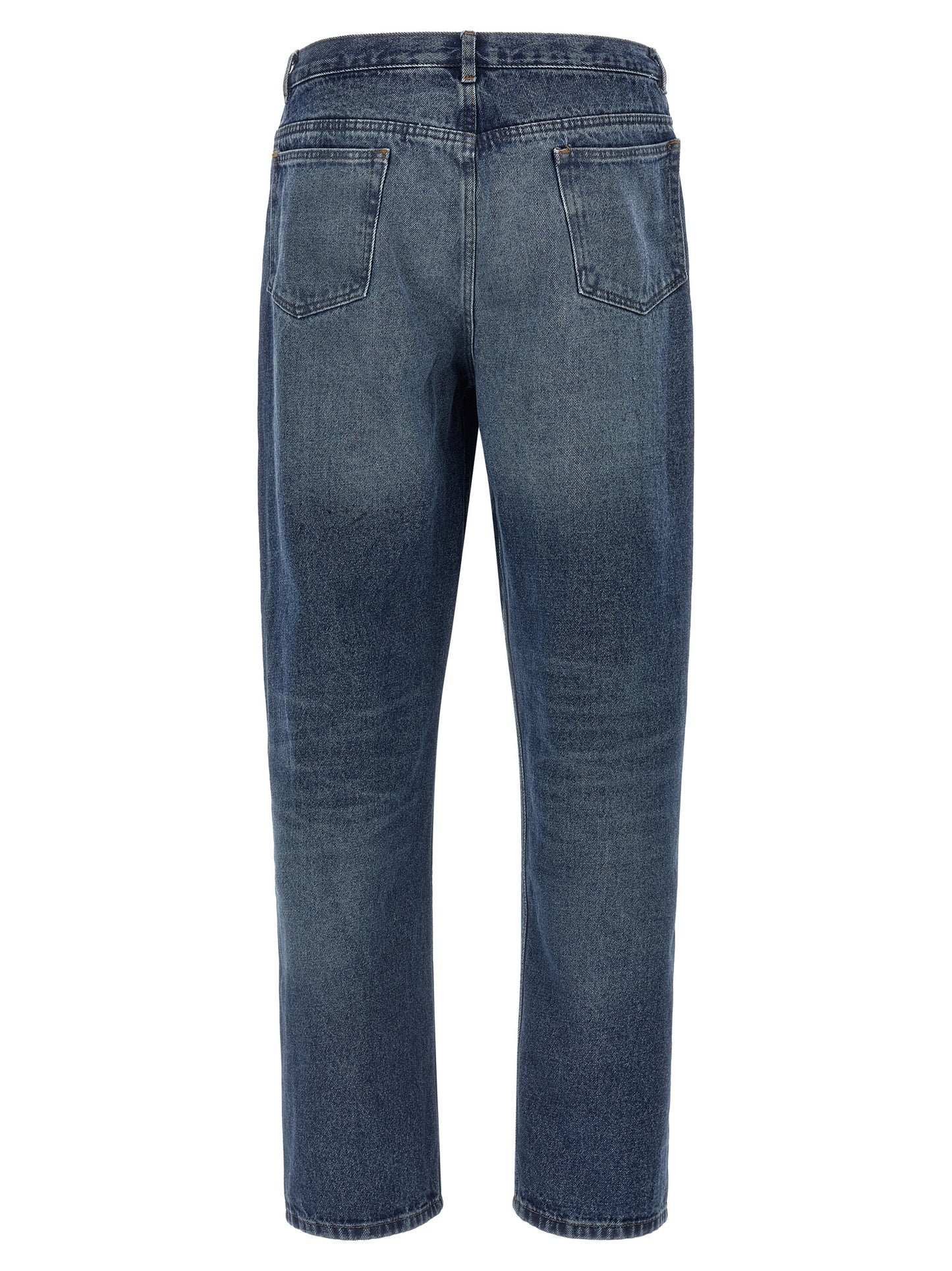 Blue Cotton Straight-Leg Jeans