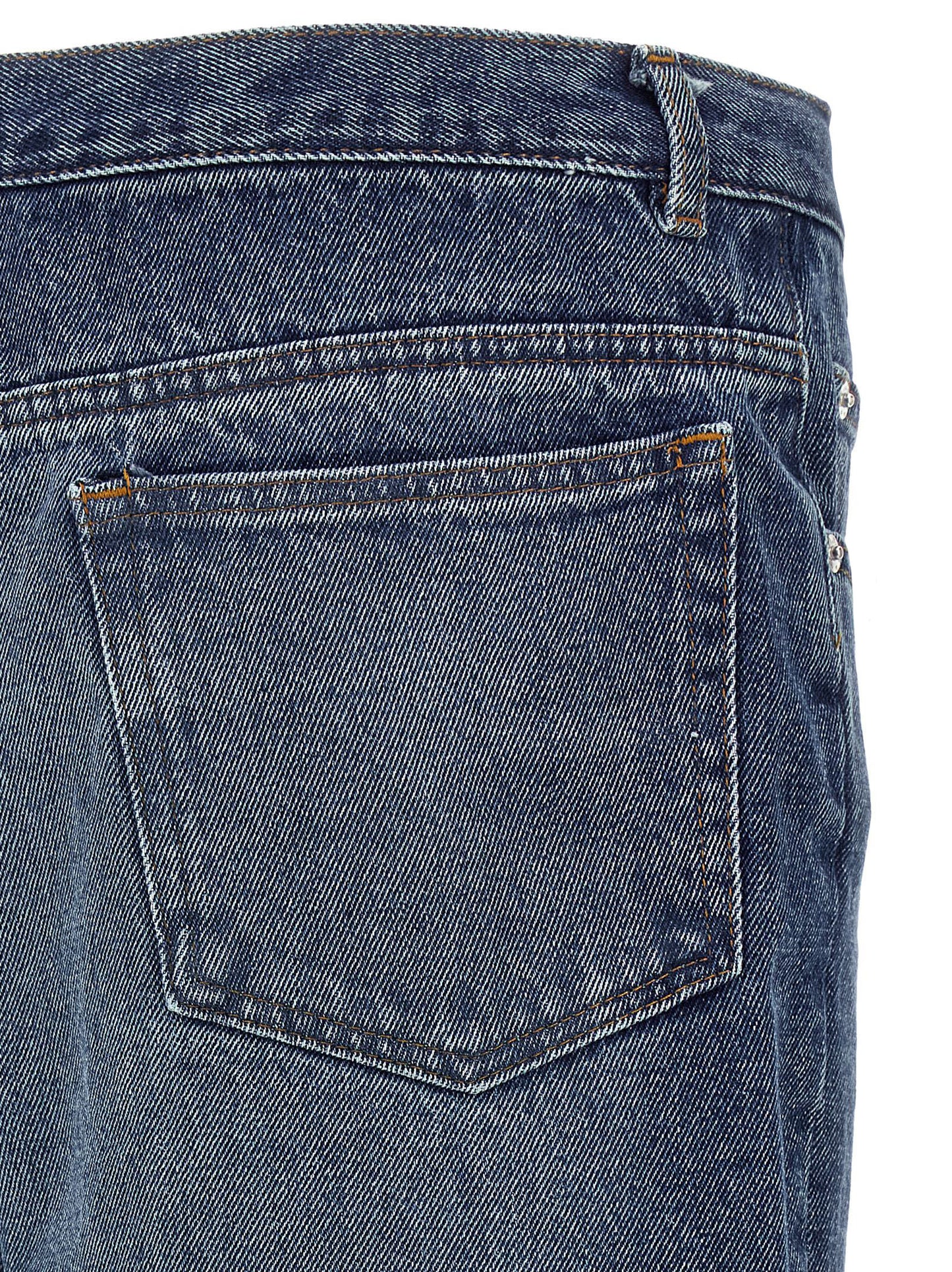 Blue Cotton Straight-Leg Jeans