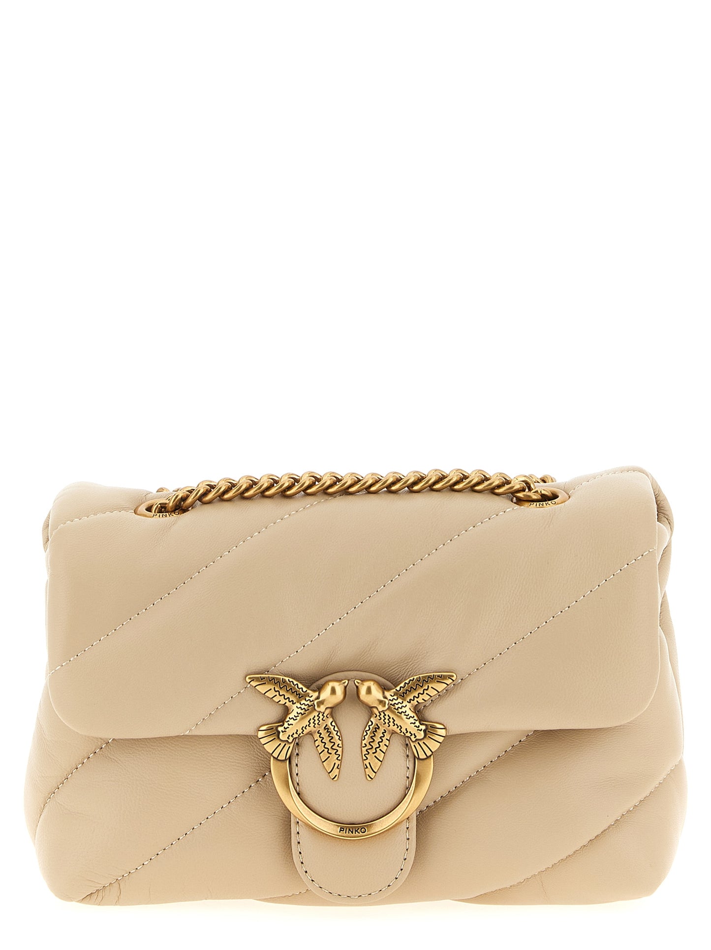 Beige Lambskin Crossbody Bag