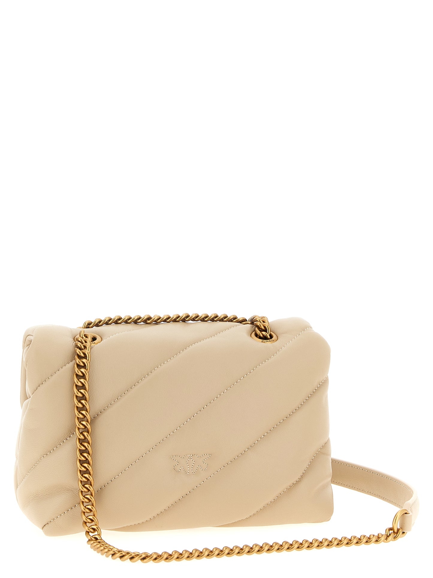 Beige Lambskin Crossbody Bag