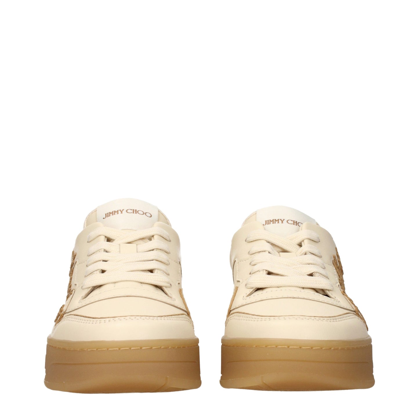 Beige Leather Low Top Sneakers