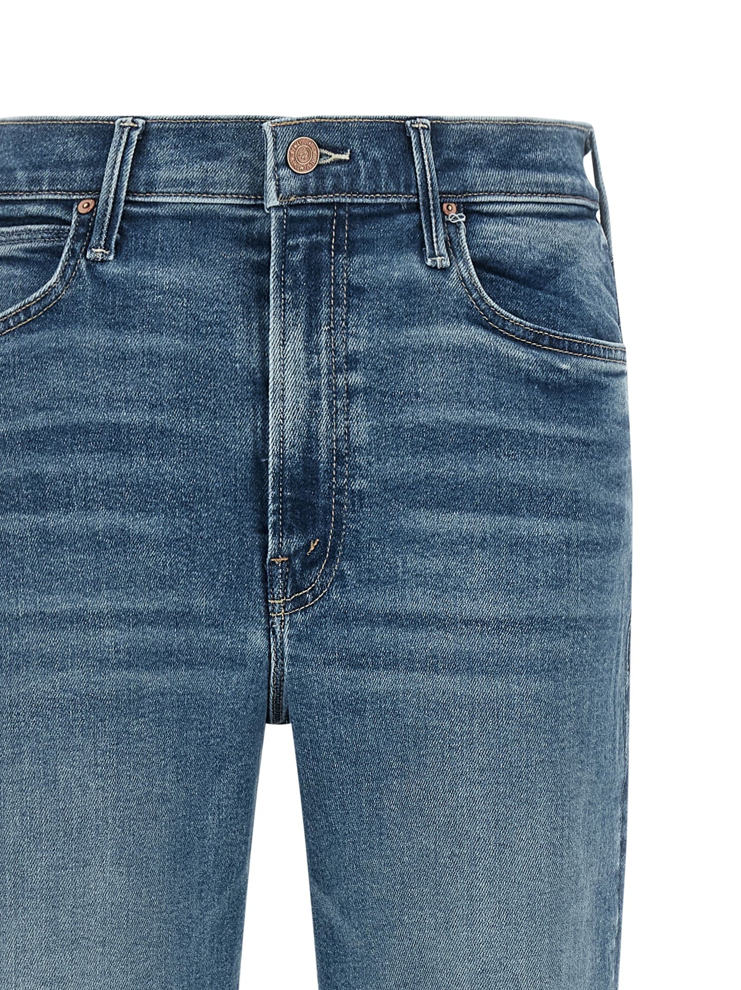 Blue Cotton Flared Jeans