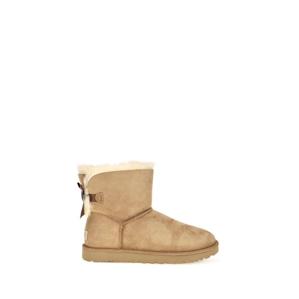 Beige Leather Ankle Boots