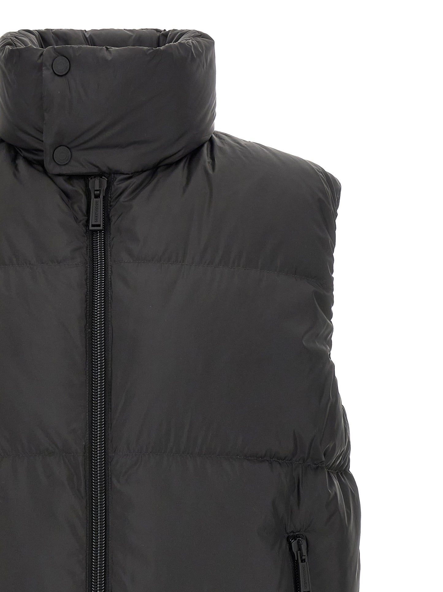 Black Polyester Sleeveless Jacket