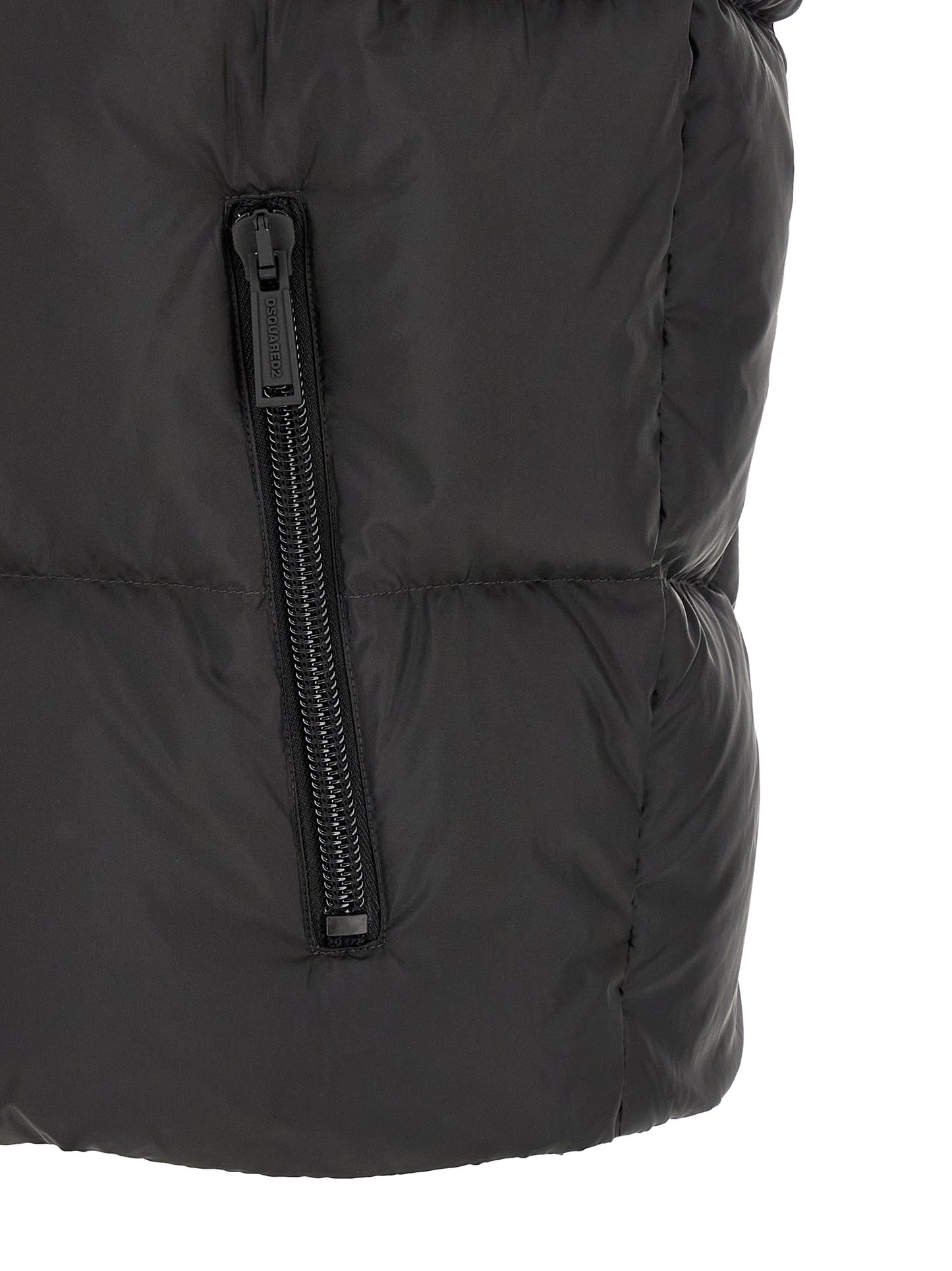 Black Polyester Sleeveless Jacket