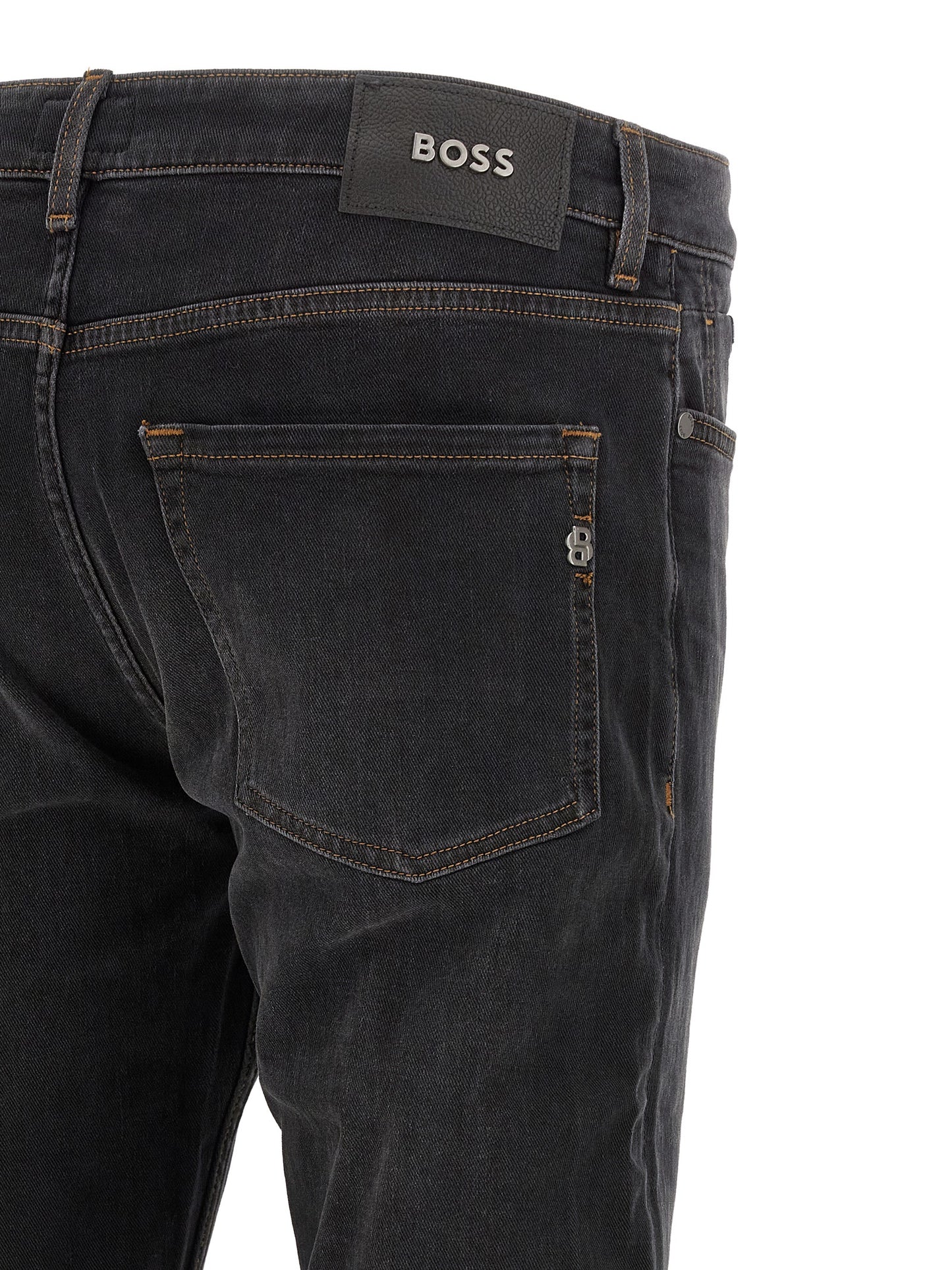 Black Cotton Straight-Leg Jeans