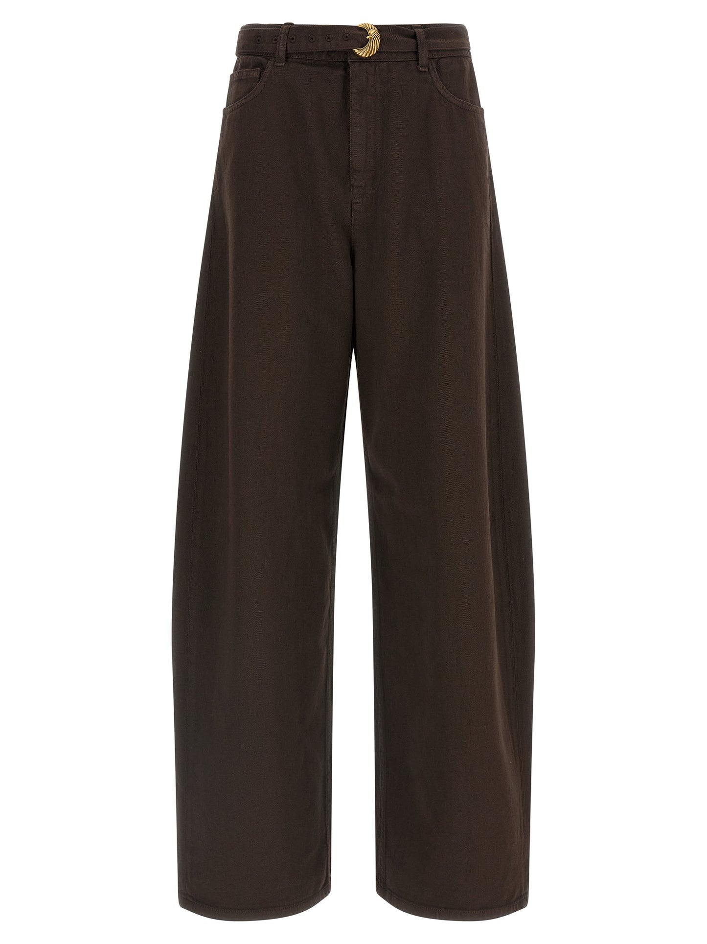 Brown Cotton High-Waisted Jean