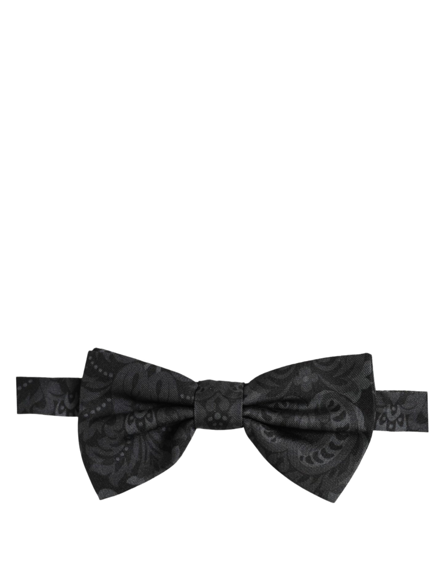 Men Black Paisley SIlk Adjustable Neck Papillon Bow Tie