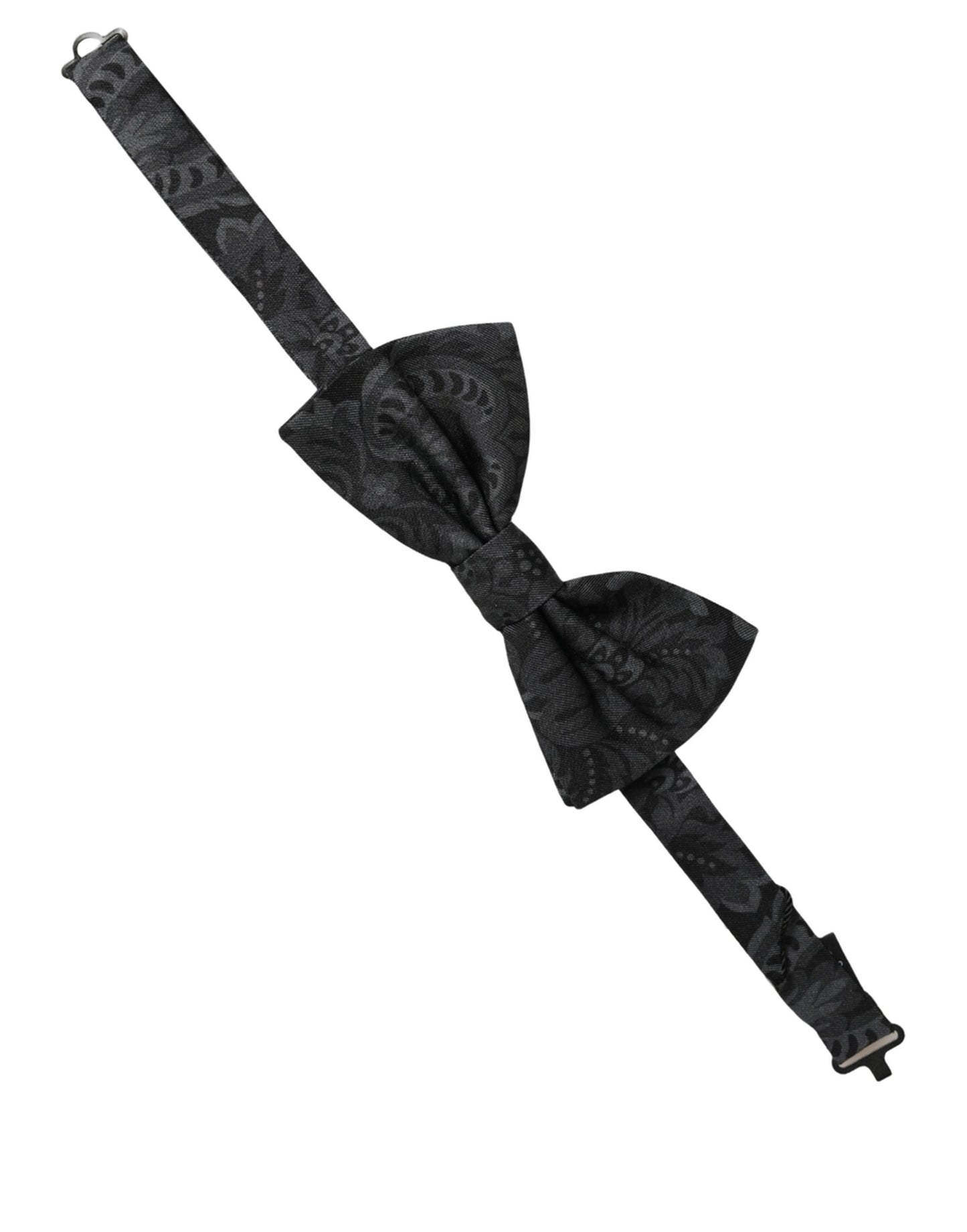 Men Black Paisley SIlk Adjustable Neck Papillon Bow Tie