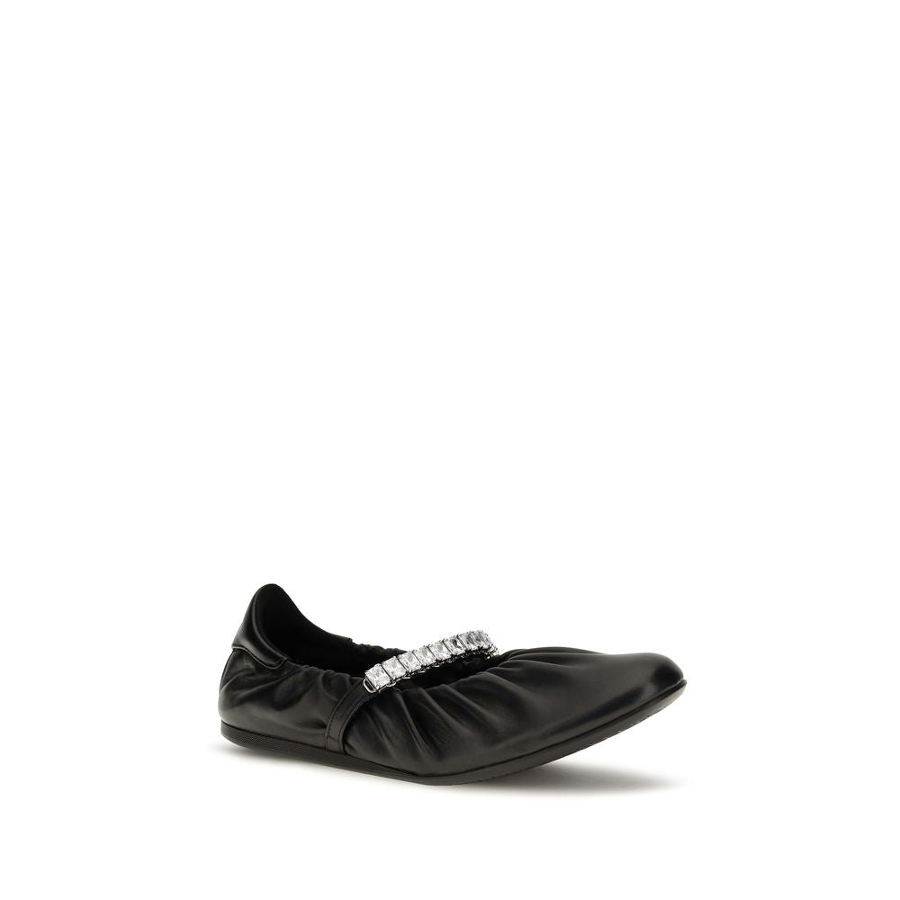Black Calf Leather Bos Taurus Ballet Flats