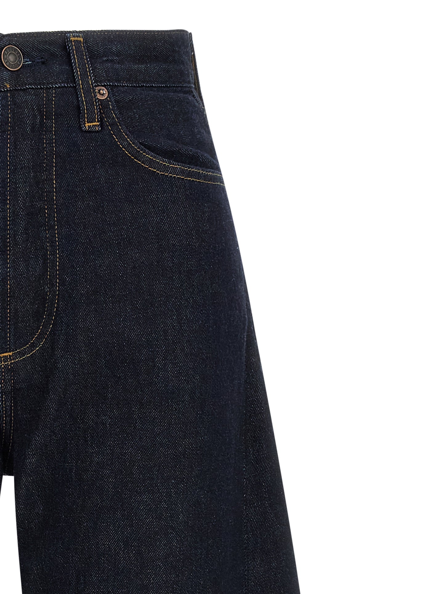 Blue Cotton High-Waisted Jean