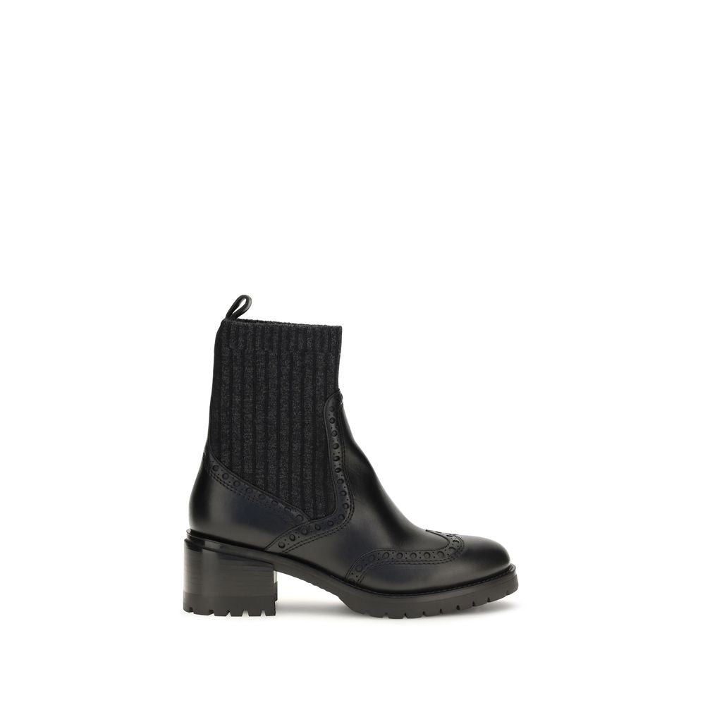 Black Calf Leather Bos Taurus Ankle Boots
