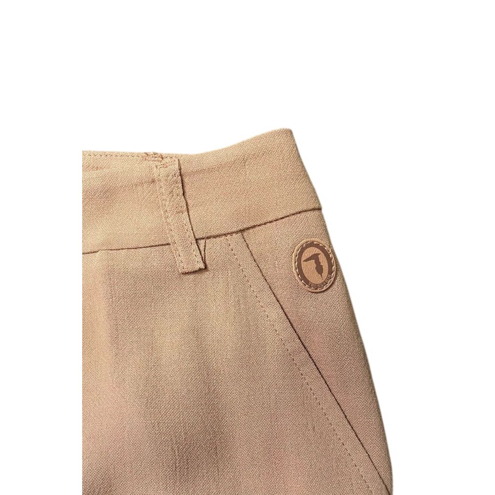 Beige Viscose Women Shorts